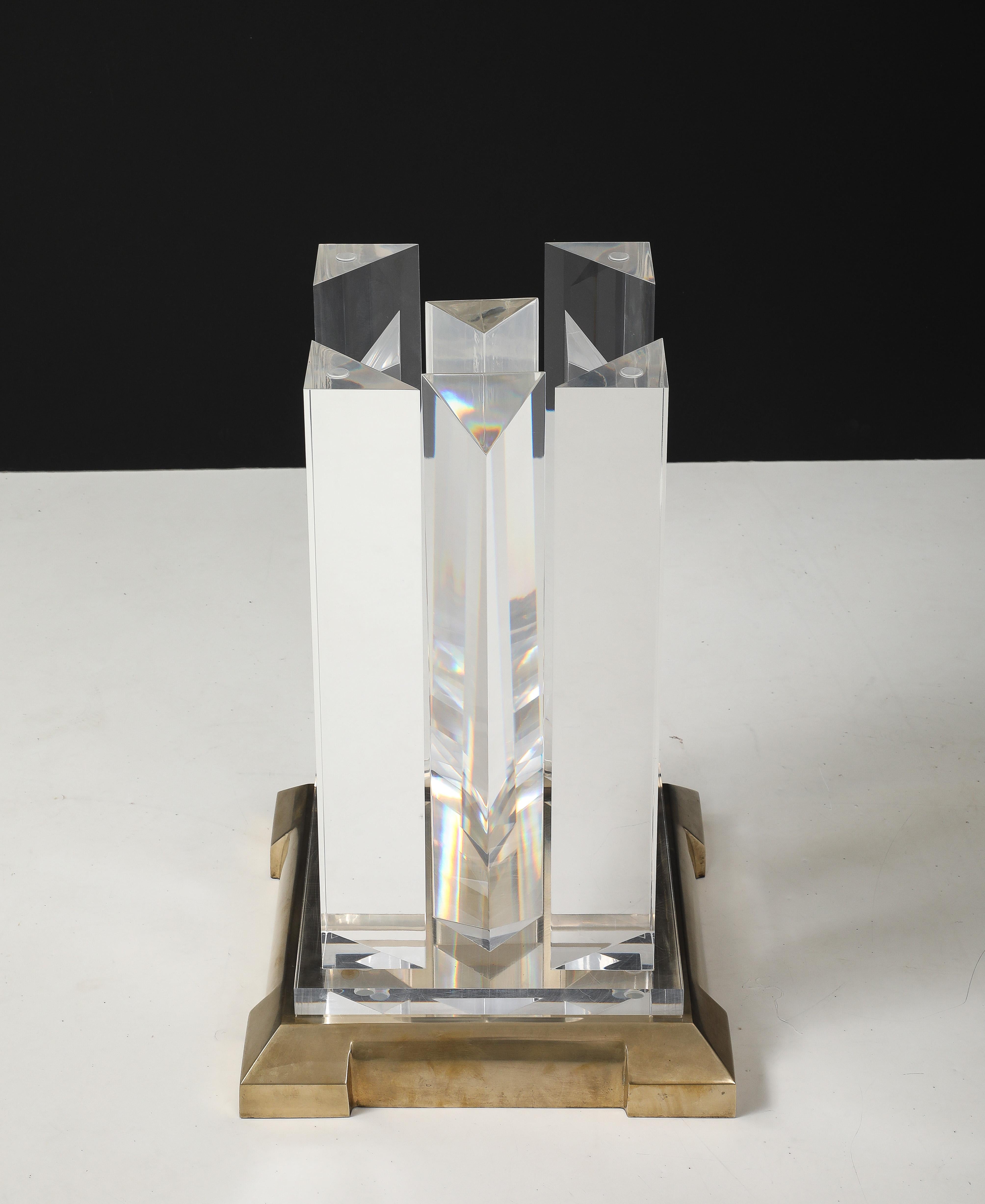 Jeffrey Bigelow Modernist Lucite And Bronze Dining Table For Sale 9