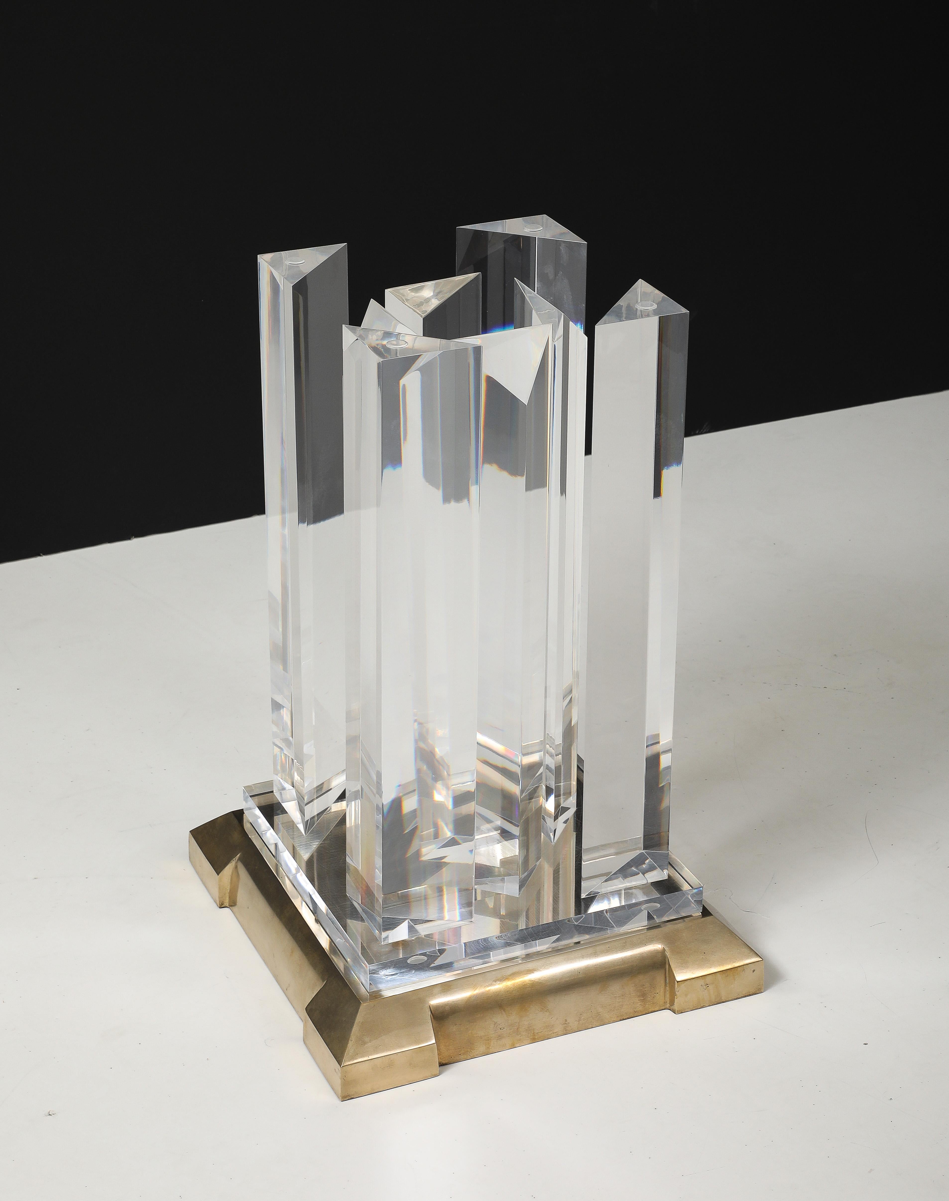 Jeffrey Bigelow Modernist Lucite And Bronze Dining Table For Sale 10