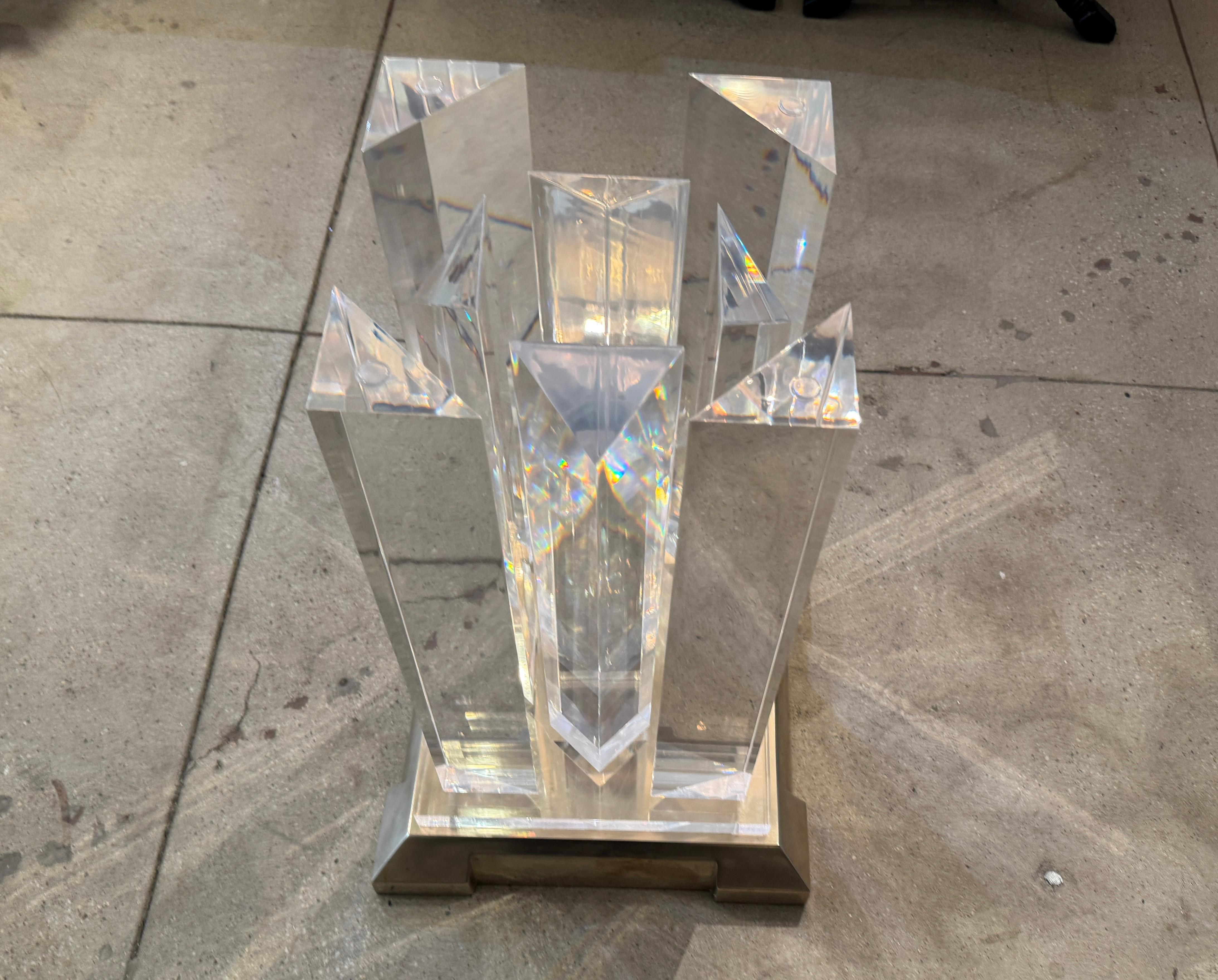Jeffrey Bigelow Modernist Lucite und Bronze Esstisch (Moderne der Mitte des Jahrhunderts) im Angebot