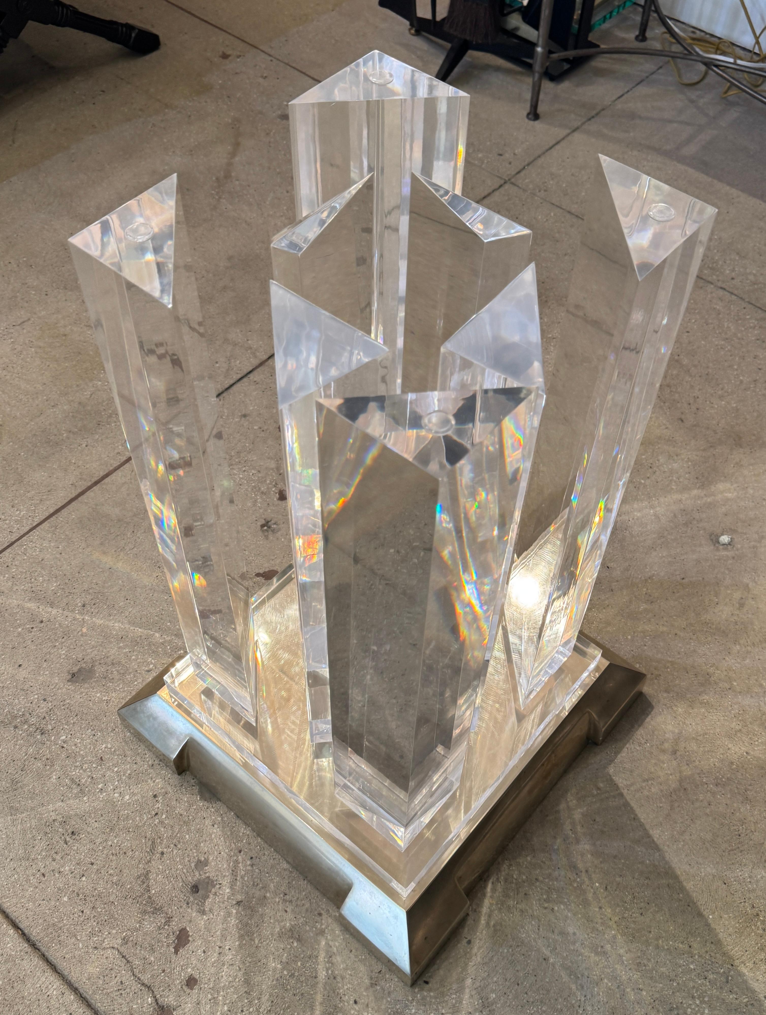 Jeffrey Bigelow Modernist Lucite und Bronze Esstisch (amerikanisch) im Angebot