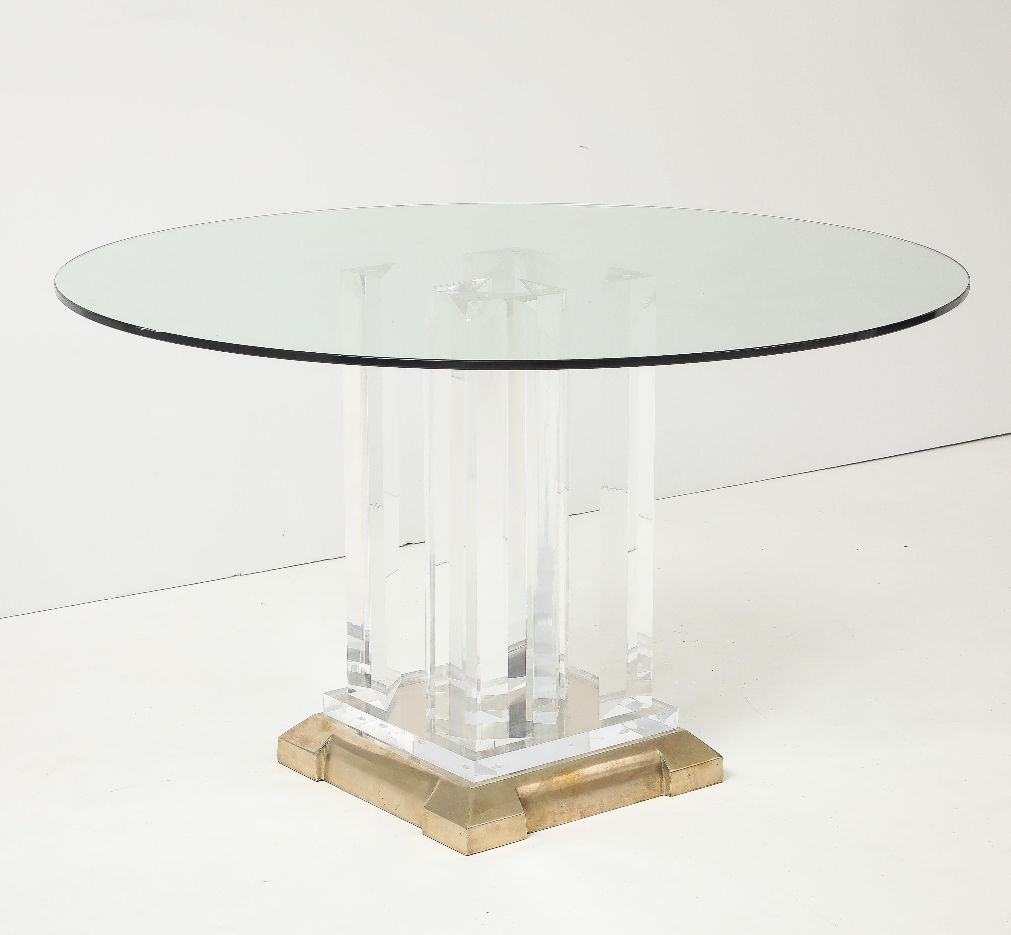 Jeffrey Bigelow Modernist Lucite And Bronze Dining Table In Good Condition For Sale In New York, NY