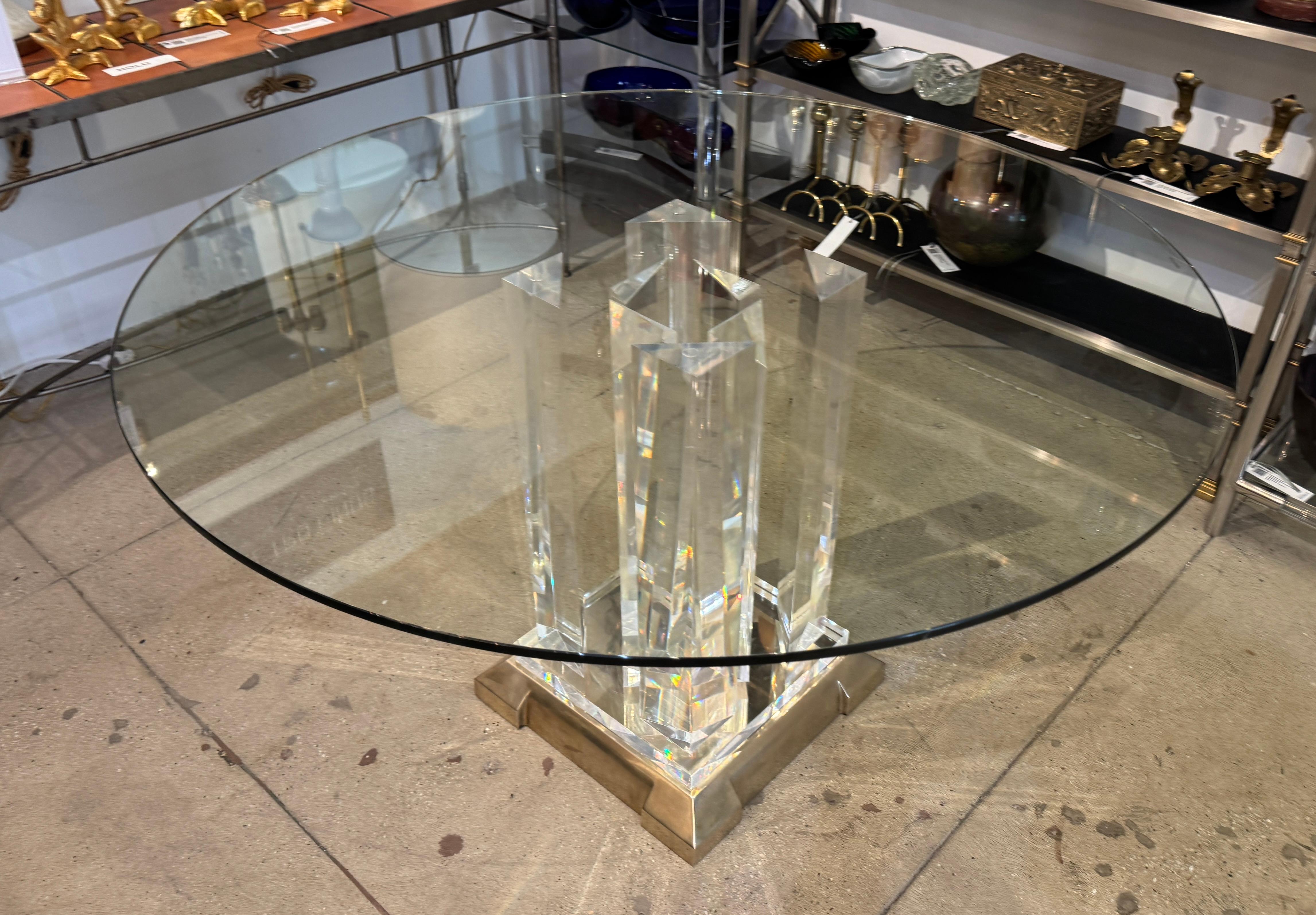 Jeffrey Bigelow Modernist Lucite und Bronze Esstisch (Ende des 20. Jahrhunderts) im Angebot