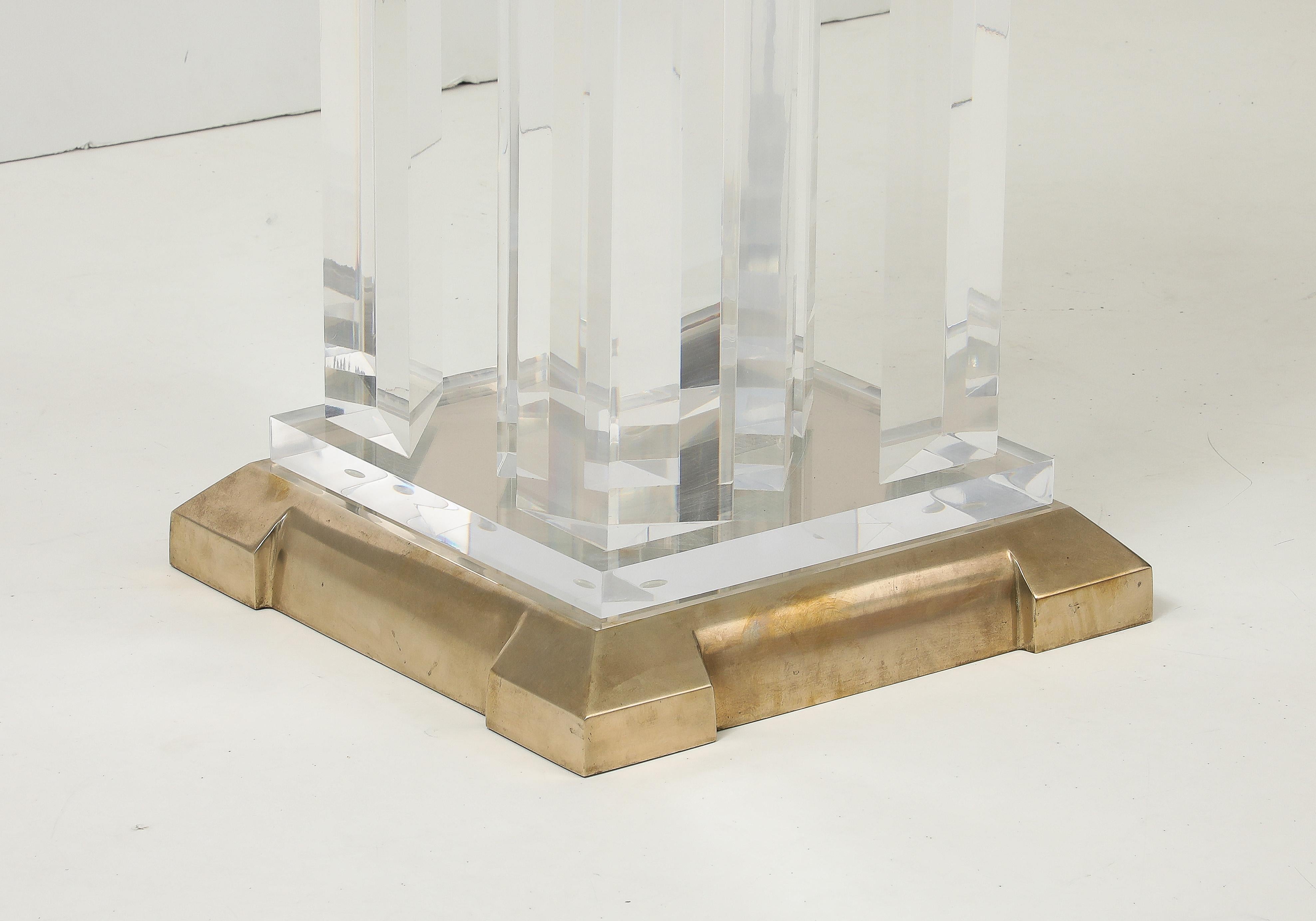Late 20th Century Jeffrey Bigelow Modernist Lucite And Bronze Dining Table For Sale