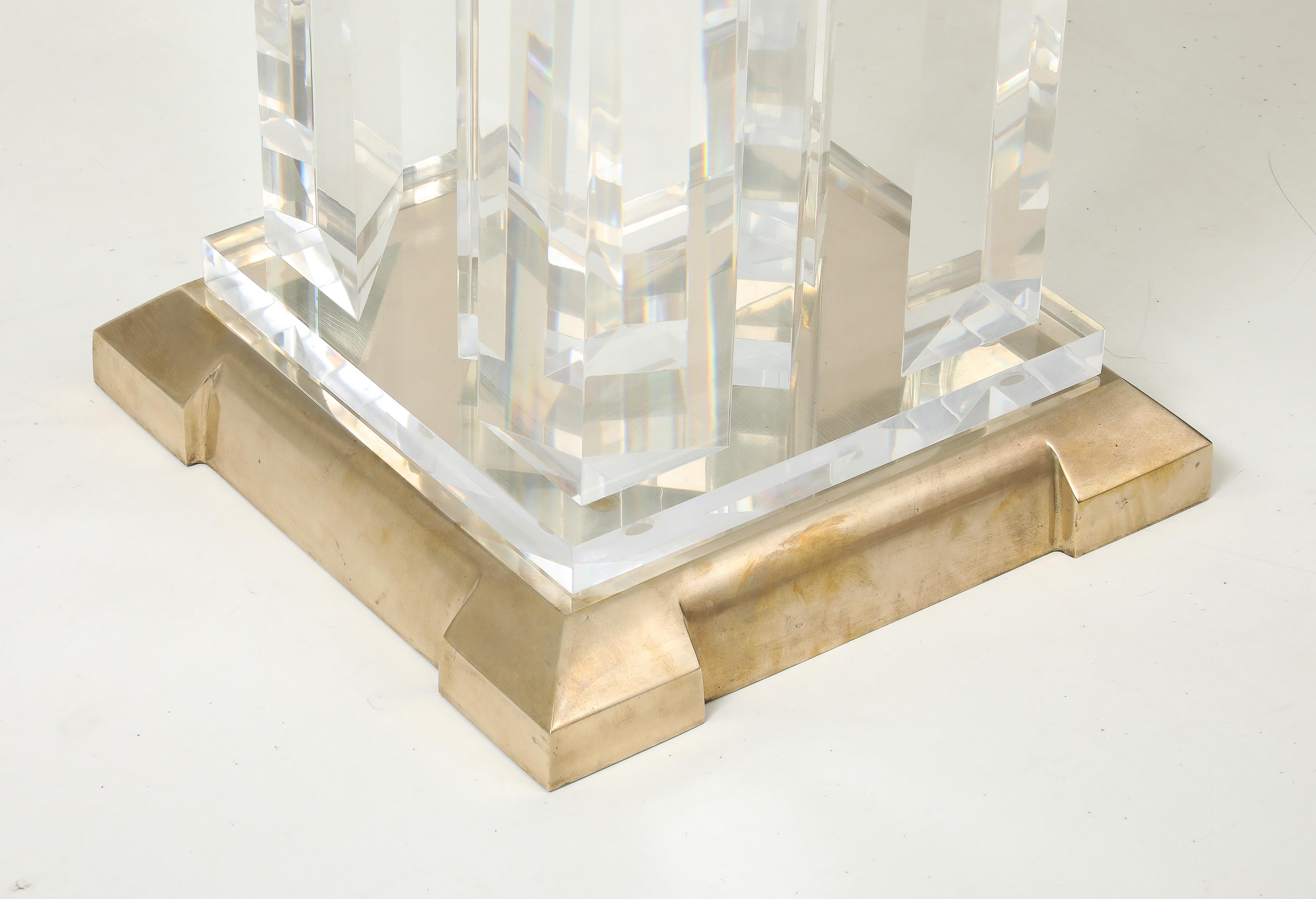 Jeffrey Bigelow Modernist Lucite And Bronze Dining Table For Sale 1