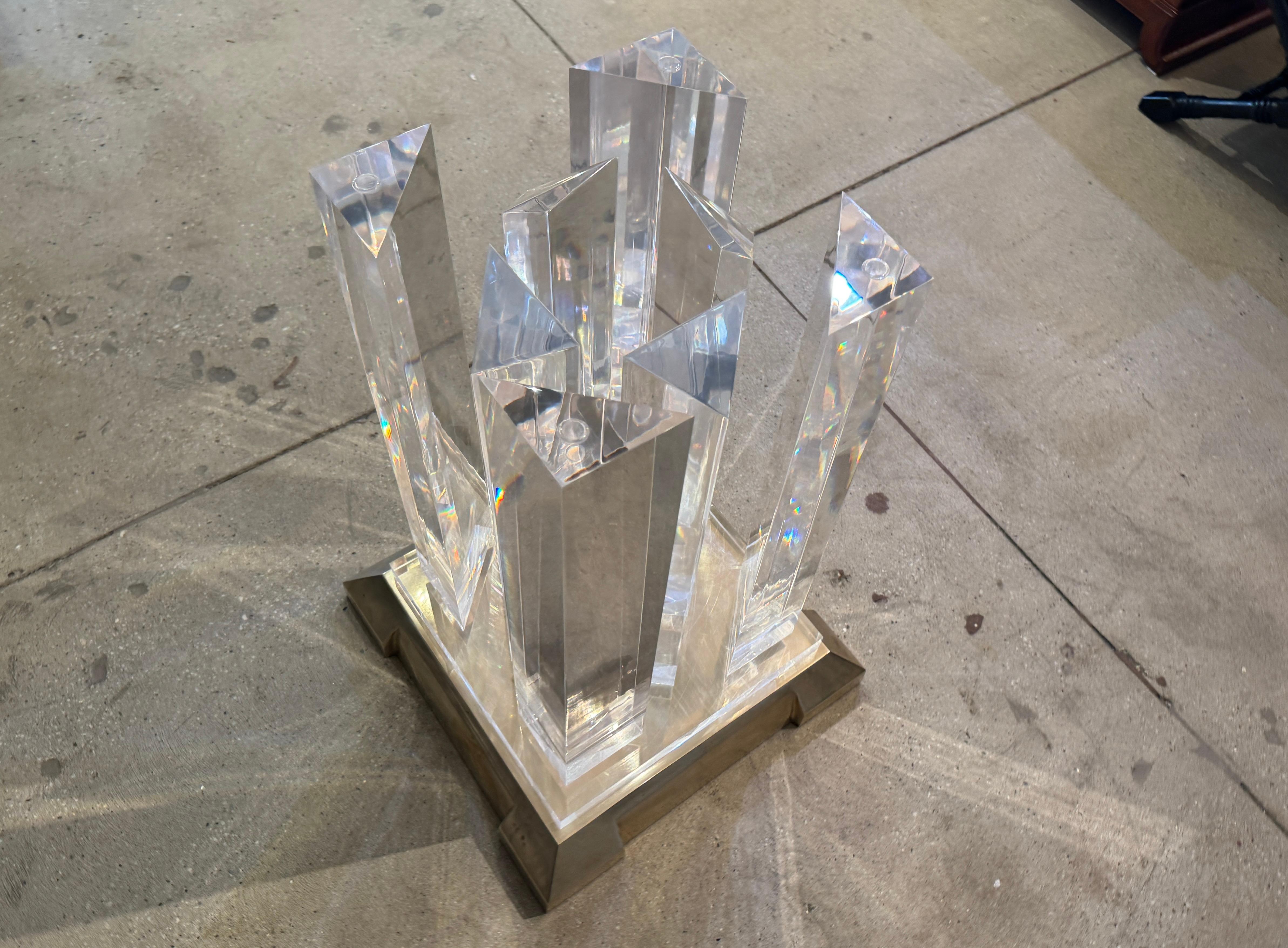 Jeffrey Bigelow Modernist Lucite und Bronze Esstisch im Angebot 2