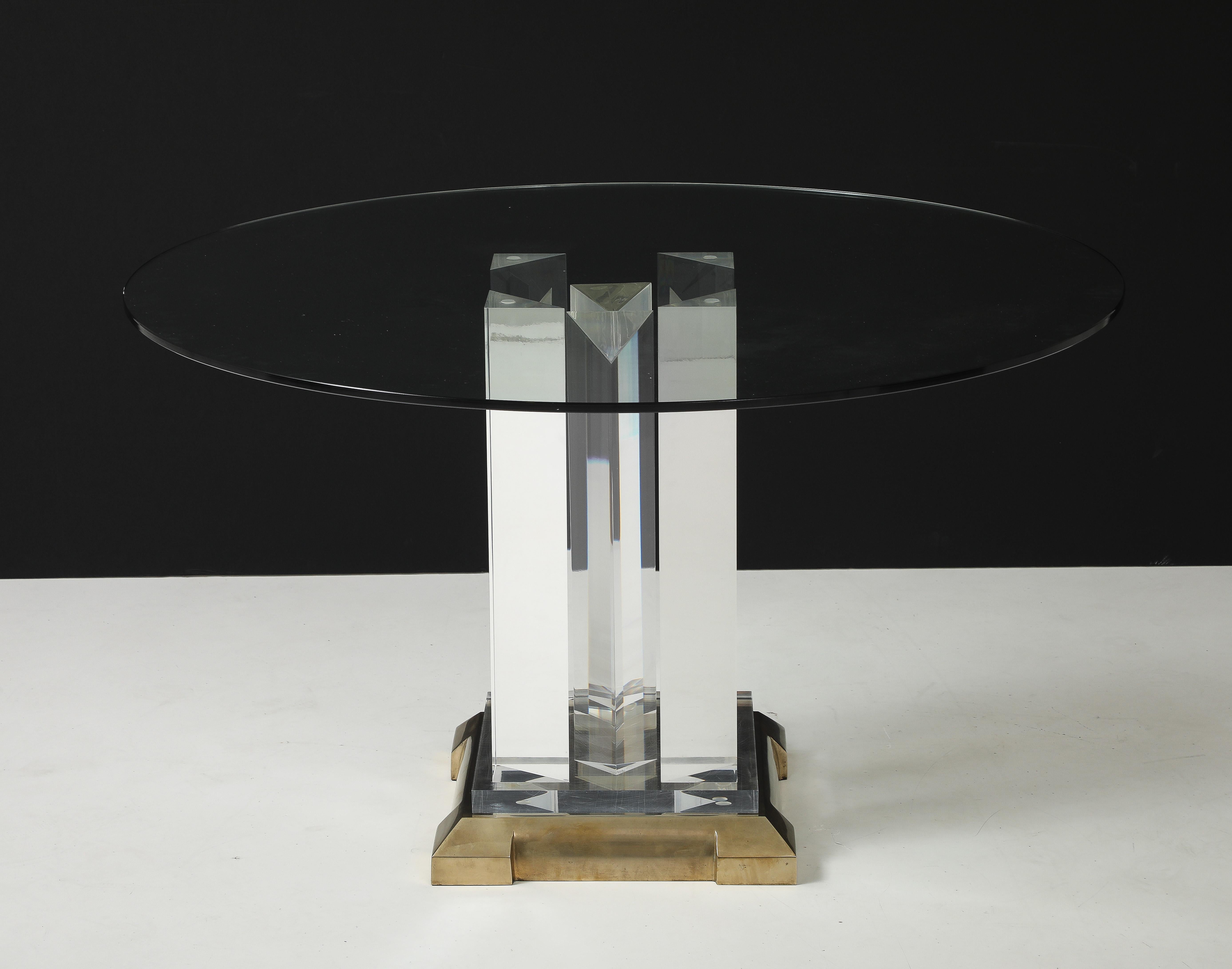 Jeffrey Bigelow Modernist Lucite And Bronze Dining Table For Sale 2