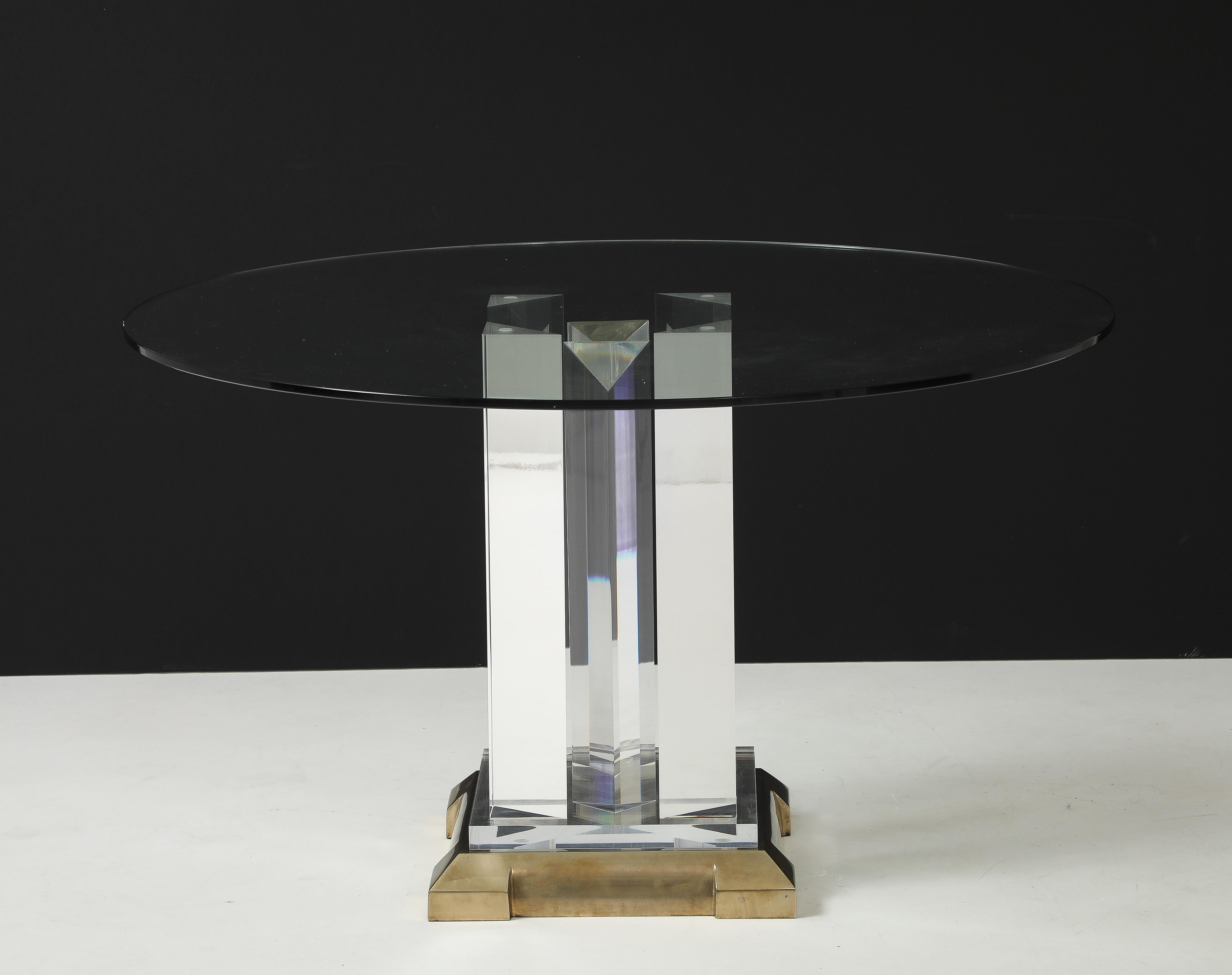 Jeffrey Bigelow Modernist Lucite And Bronze Dining Table For Sale 3