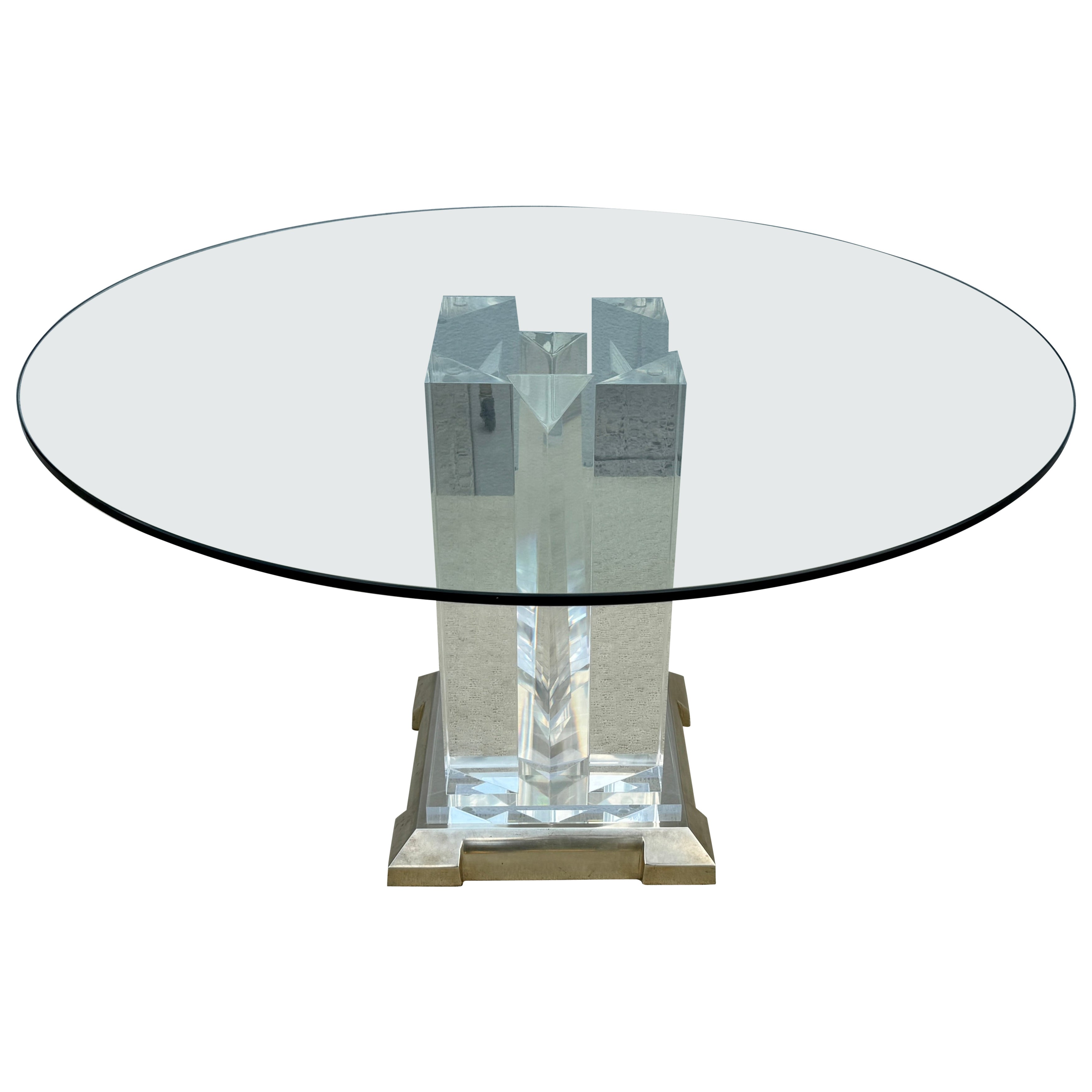 Jeffrey Bigelow Modernist Lucite und Bronze Esstisch im Angebot