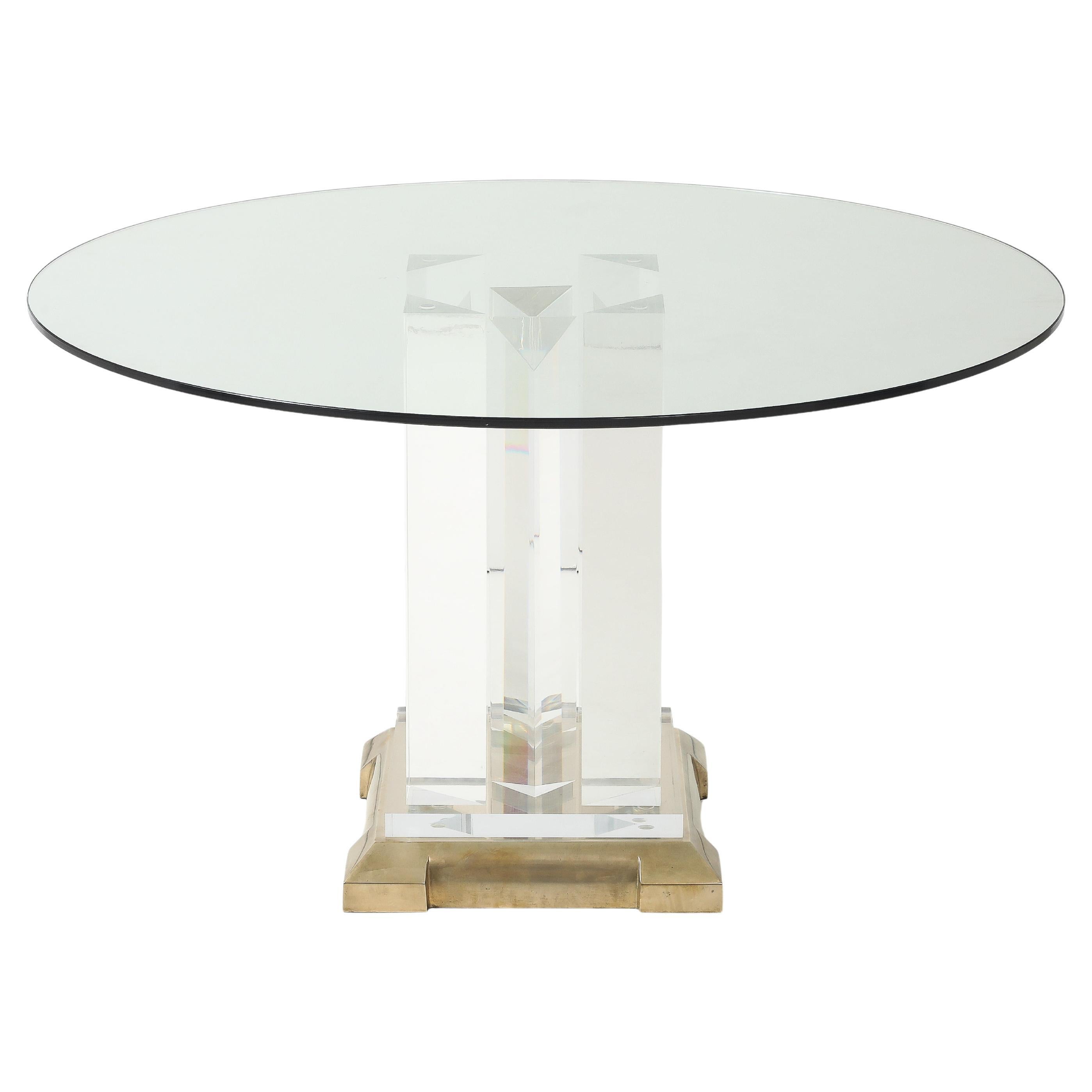 Jeffrey Bigelow Modernist Lucite And Bronze Dining Table For Sale