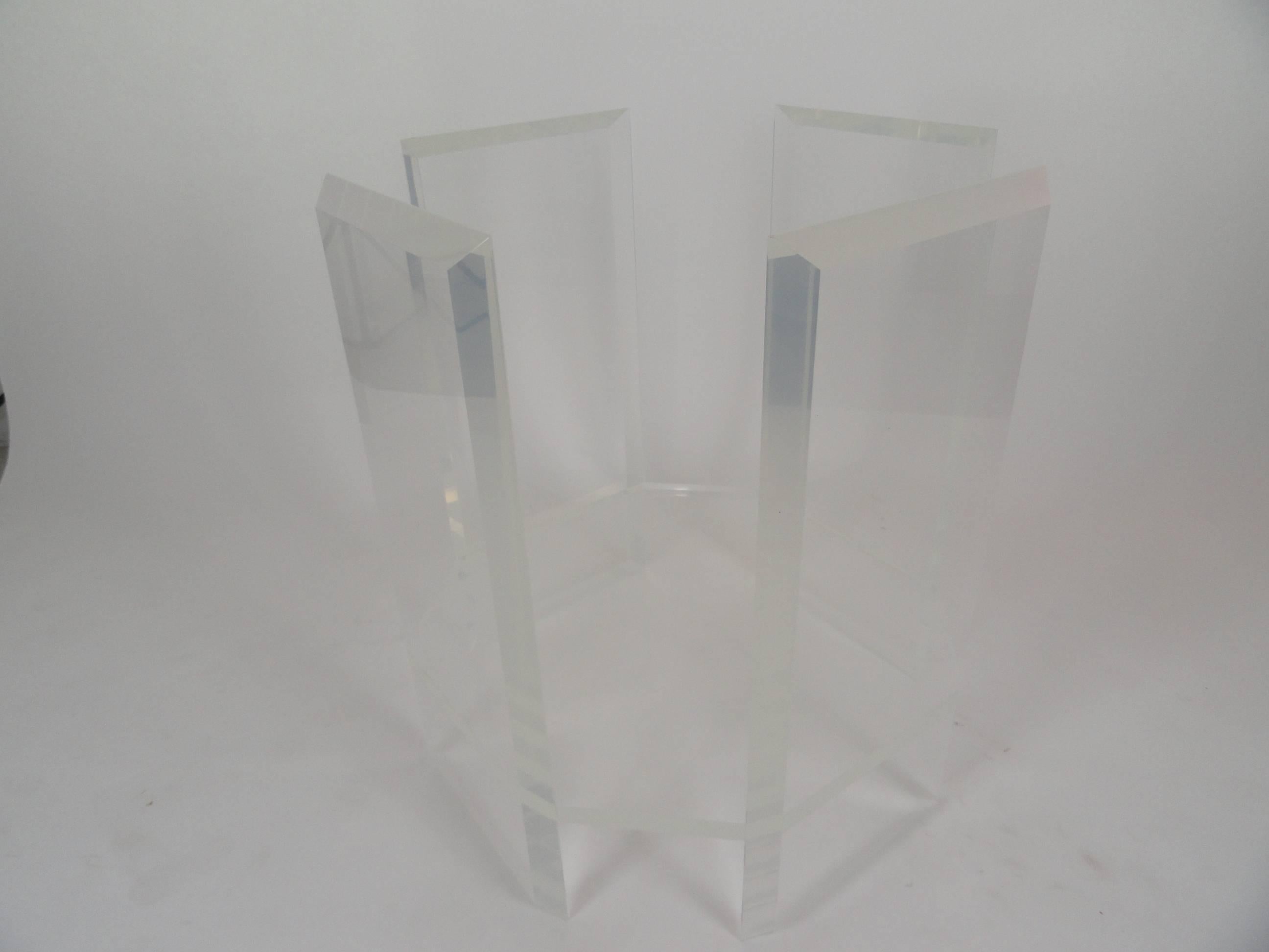 Jeffrey Bigelow Signed and Dated Acrylic Table Base In Excellent Condition For Sale In West Palm Beach, FL