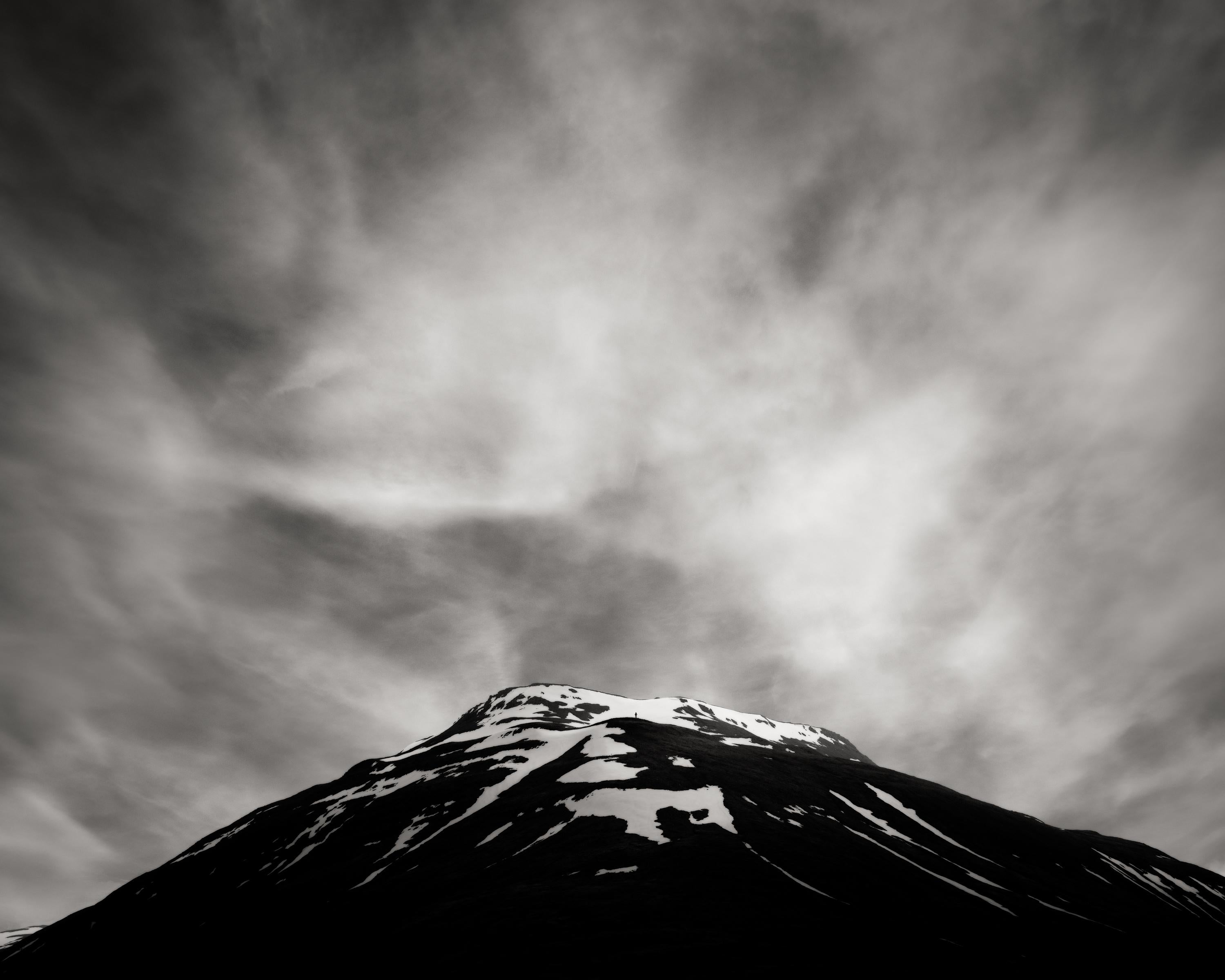Jeffrey Conley Black and White Photograph - Figure and Mountain, Iceland, 2017