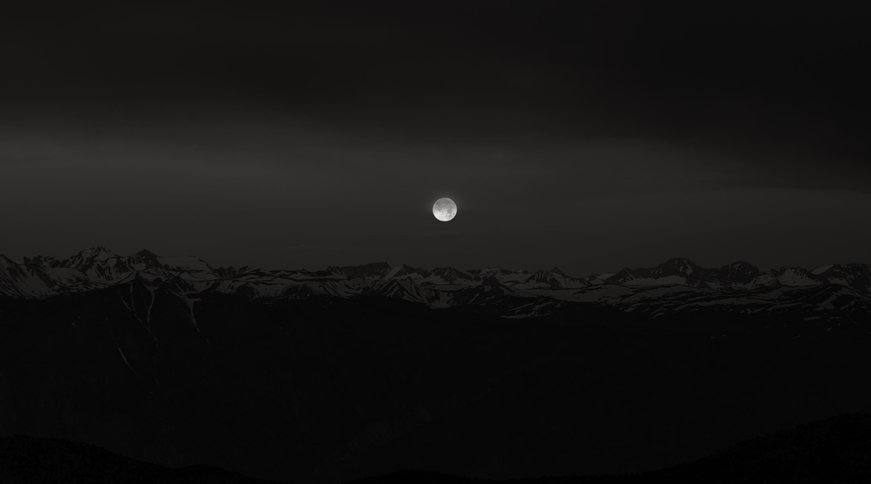 Jeffrey Conley Black and White Photograph - Sierra Crest and Moon, from White Mountains, CA 2019