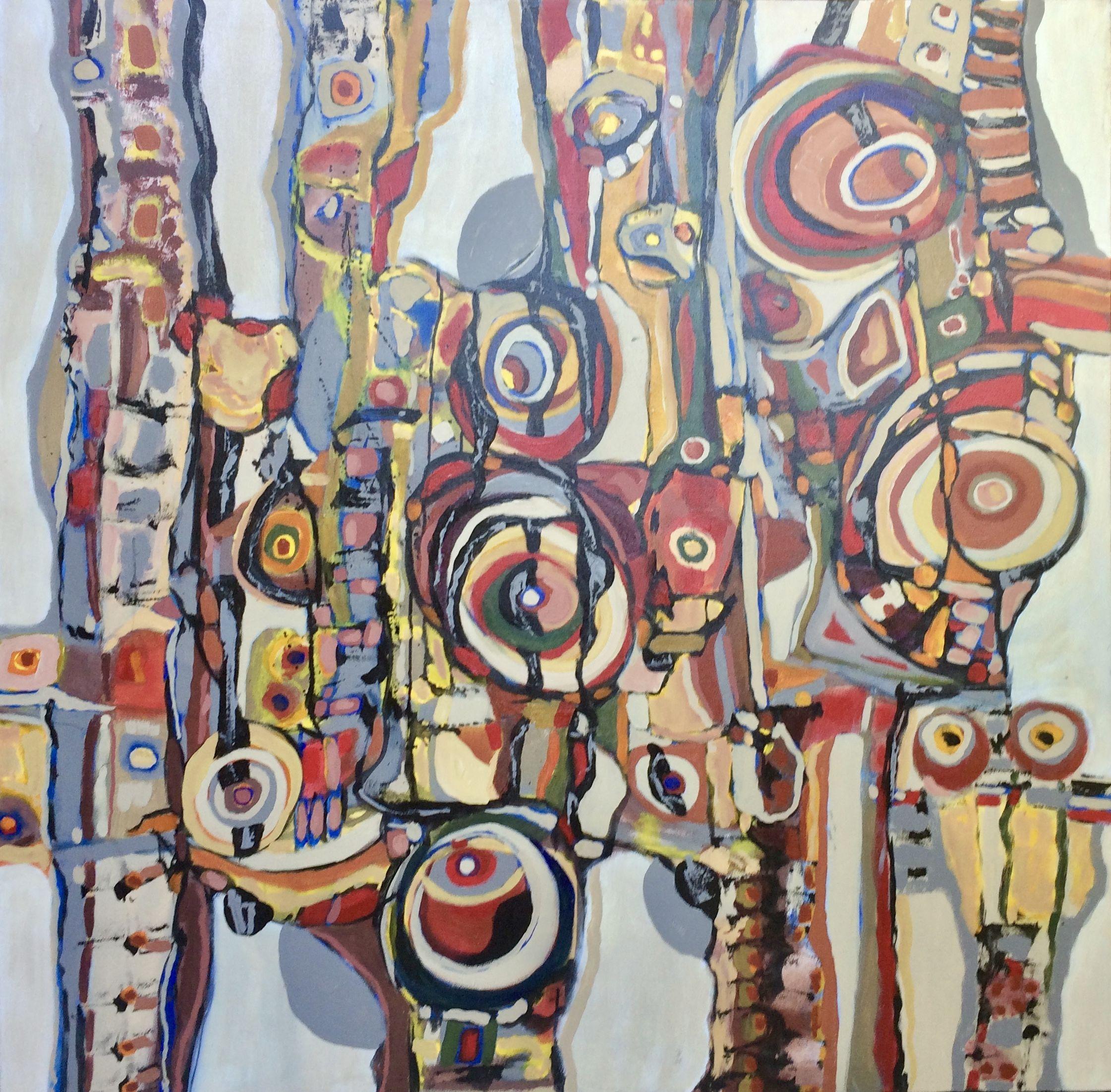 Jeffrey Davies Abstract Painting - Blanquitos # 17, Painting, Acrylic on Canvas