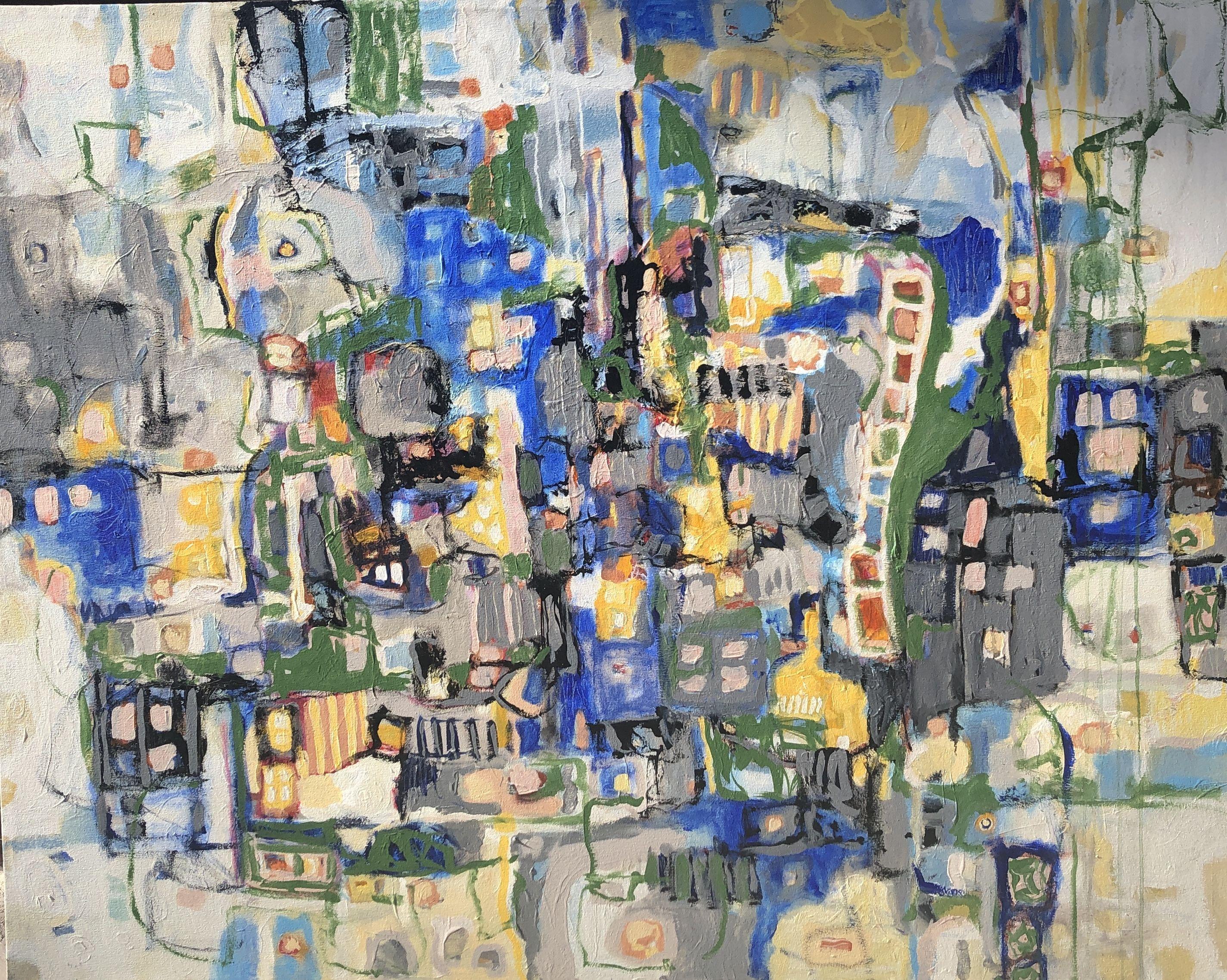 Abstract Painting di Jeffrey Davies - Blanquitos #45, Pittura, Acrilico su tela