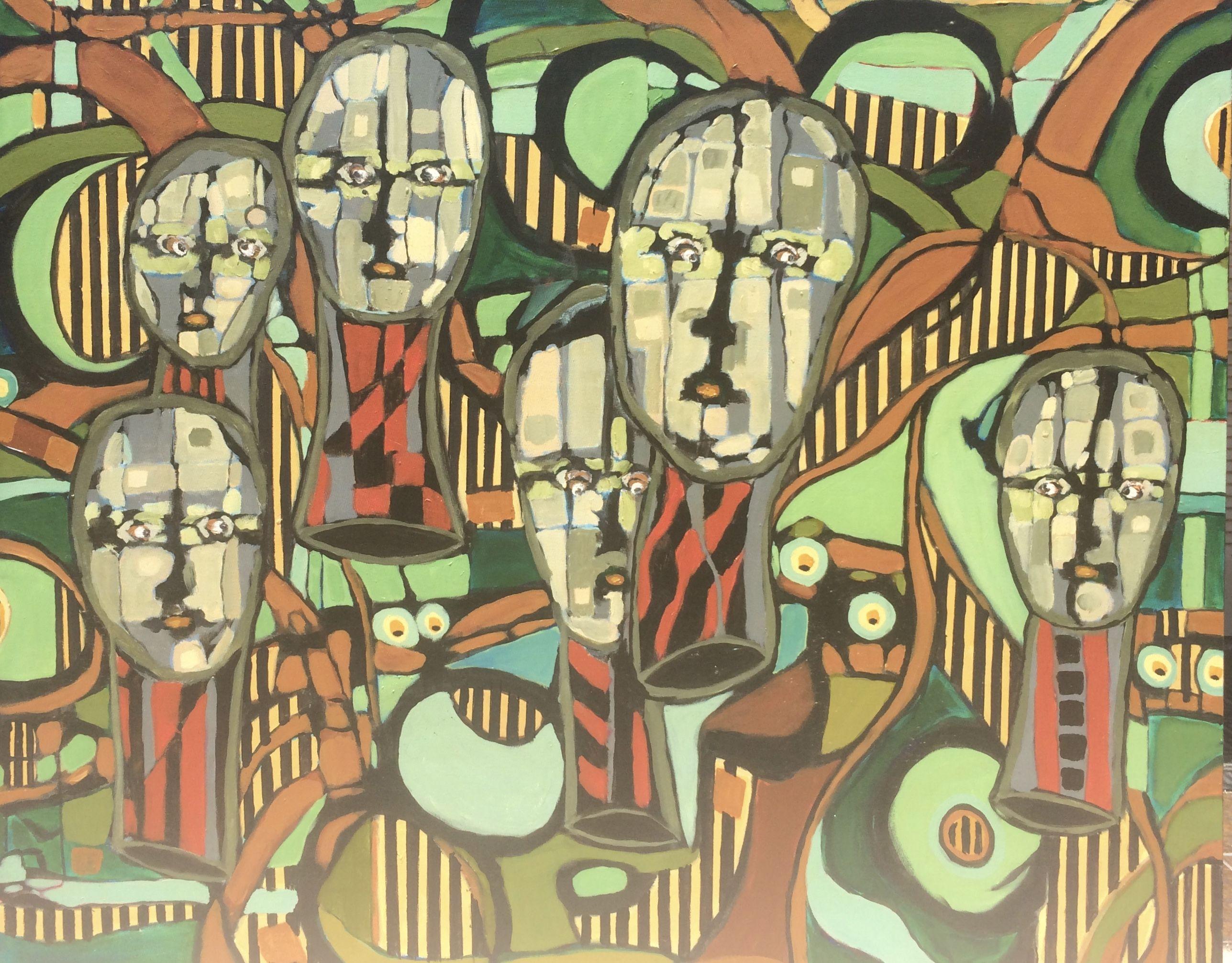CARAS #22, Pintura, Acrílico sobre lienzo - Painting de Jeffrey Davies