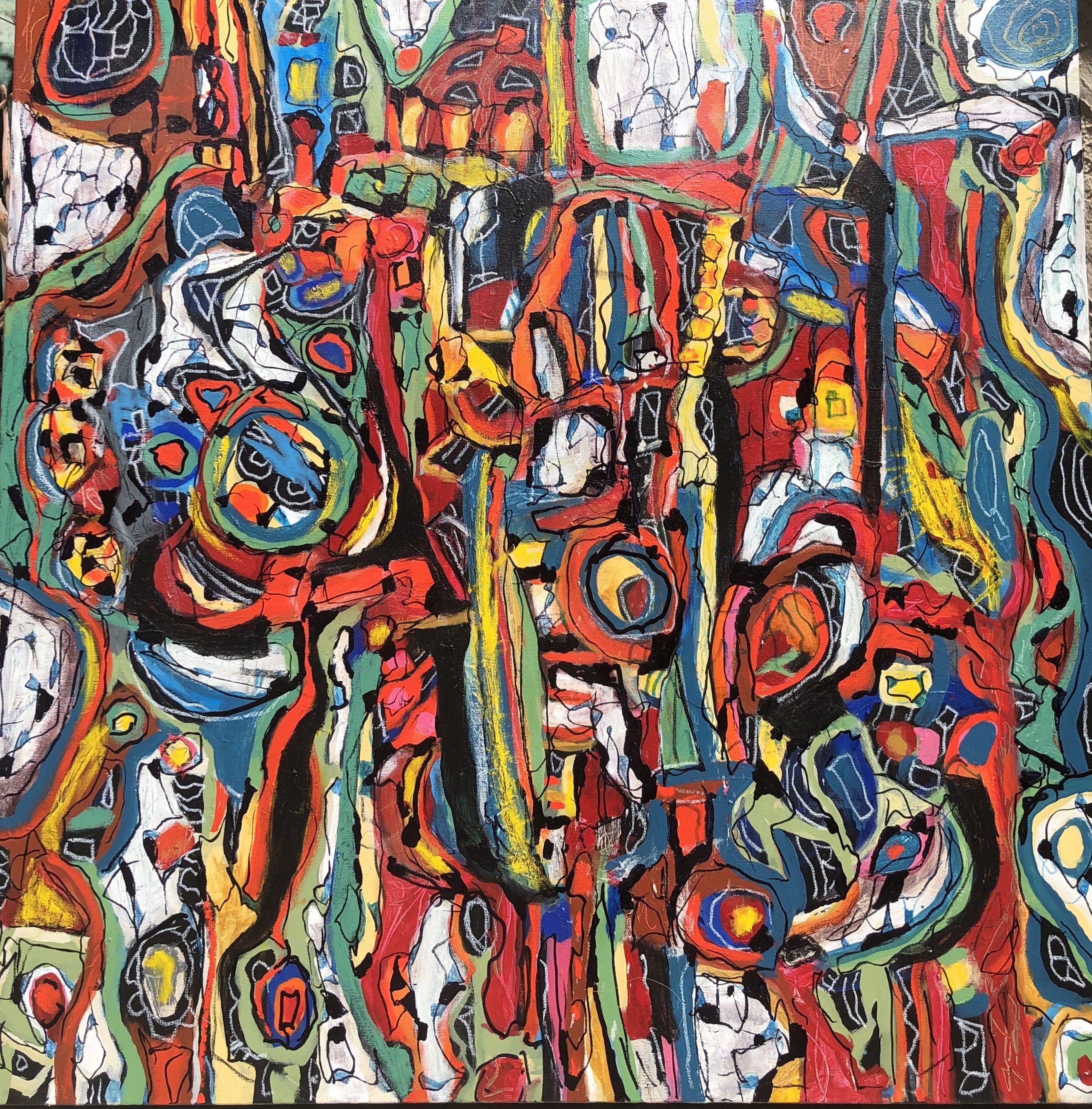 Abstract Painting di Jeffrey Davies - OBSESSION # 18, Pittura, Acrilico su tela