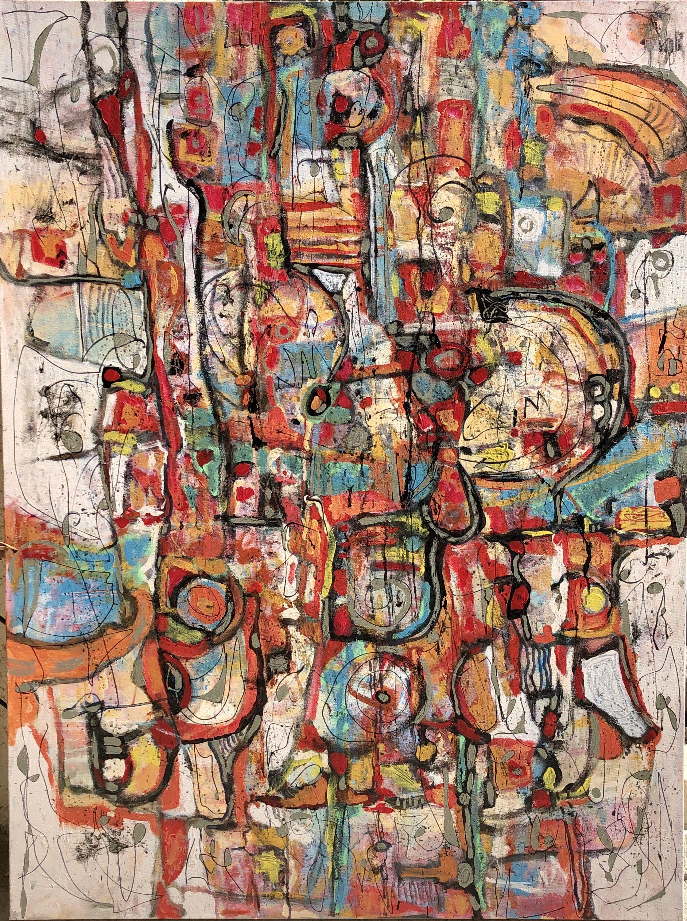 Abstract Painting di Jeffrey Davies - OBSESSION # 25, Pittura, Acrilico su tela