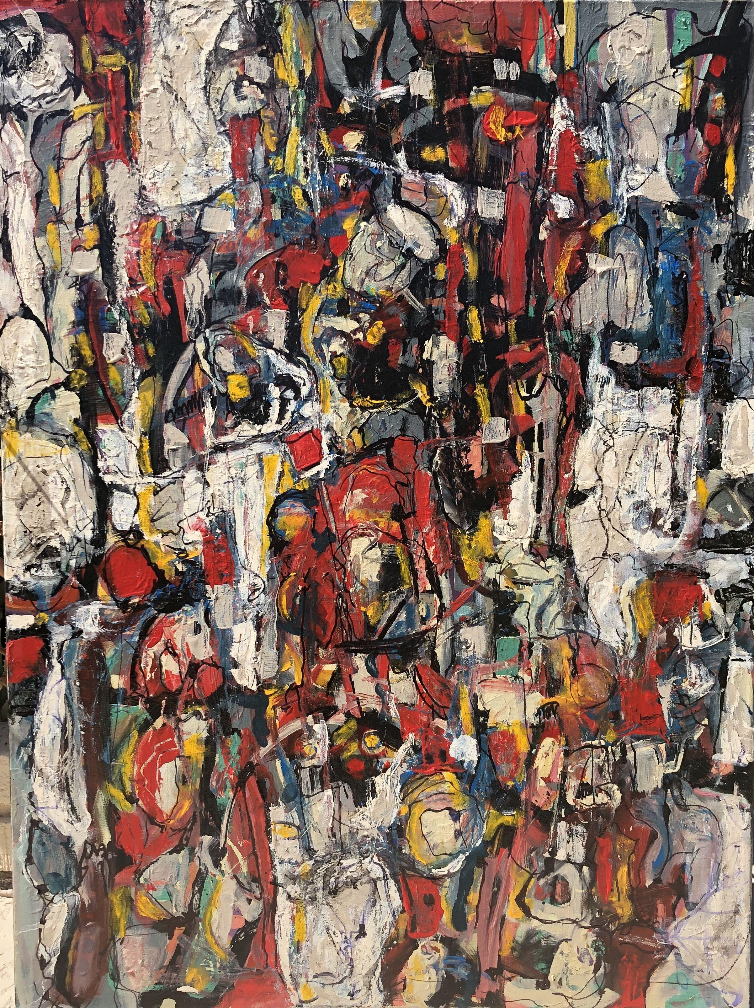 Abstract Painting di Jeffrey Davies - OBSESSION # 32, Pittura, Acrilico su tela