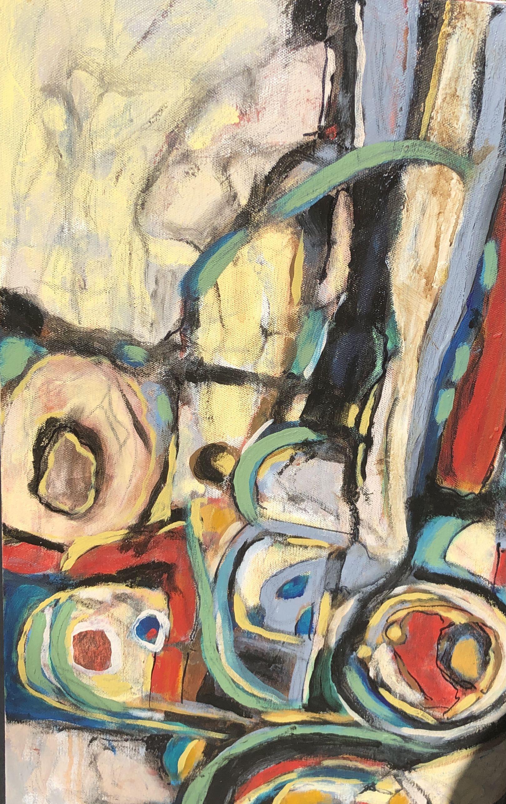    I love working with bold color!! I am always trying to expand my art by trying new directions. I love this new look.    PODEROSO # 23  is on stretched canvas with sides painted black. Upon completion,  a coat of semi-gloss varnish was applied. 