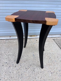 Jeffrey Greene Postmodern Side Table, Mahogany & Curly Maple, 1990