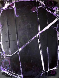 "BLACK MIRROR", Abstract Painting, Crystalline Purple, Black, Violet, Shards