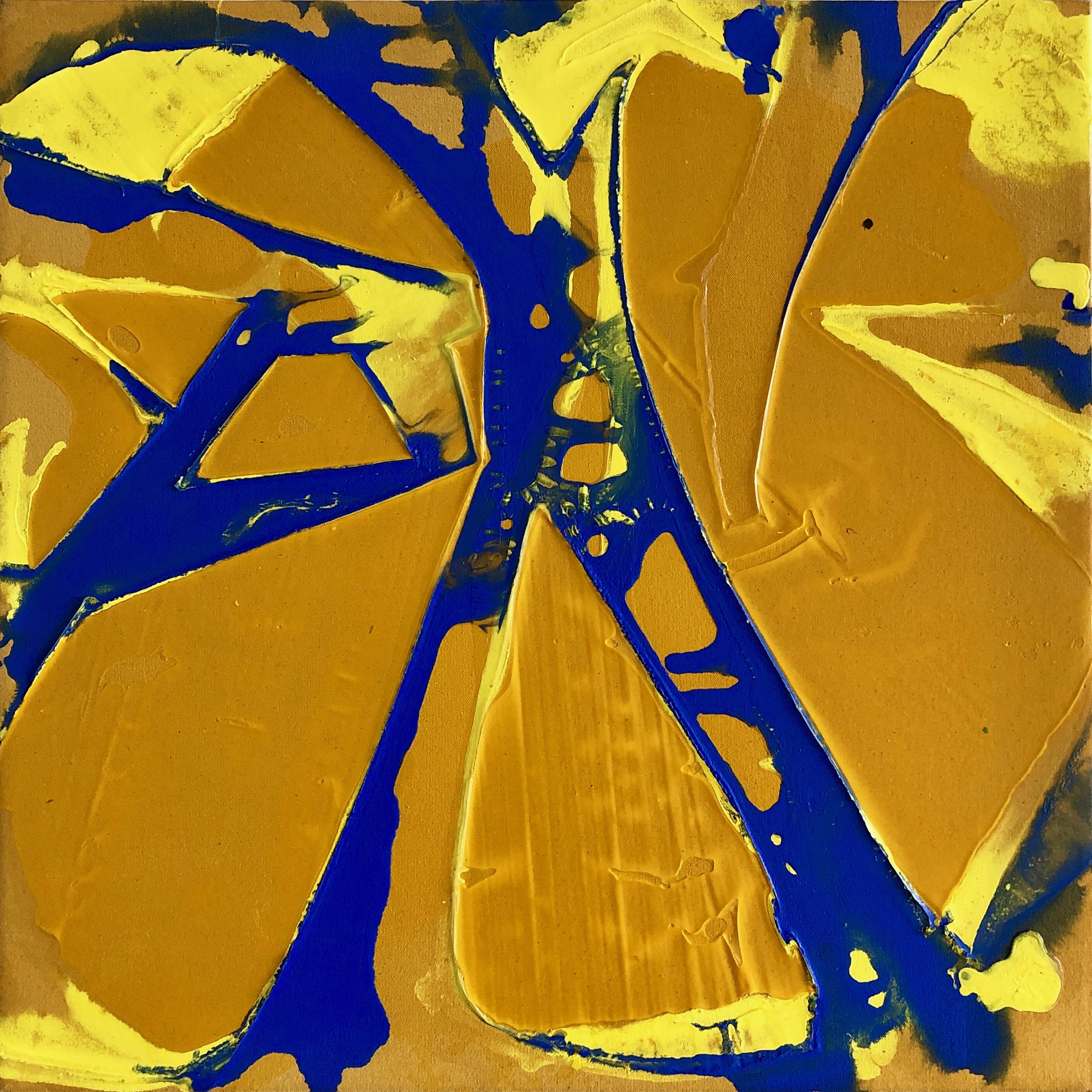 "MANHATTAN BRIDGE", Abstract Painting, Yellow, Ultramarine, Structure, New York