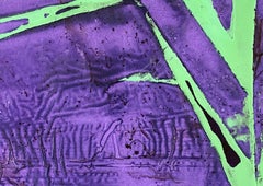 "NO RAIN", Abstract Painting, Crystalline, Lightning, Purple, Green, Flash, Heat