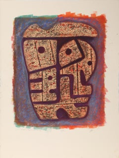 Una testa di domani da ieri, tecnica mista astratta di Jeffrey Maron