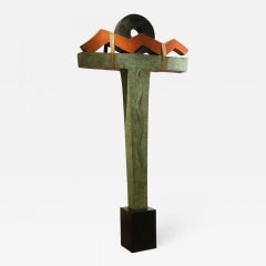 Approaching Kether, large copper sculpture, green, red, black, gold Jeff Maron
