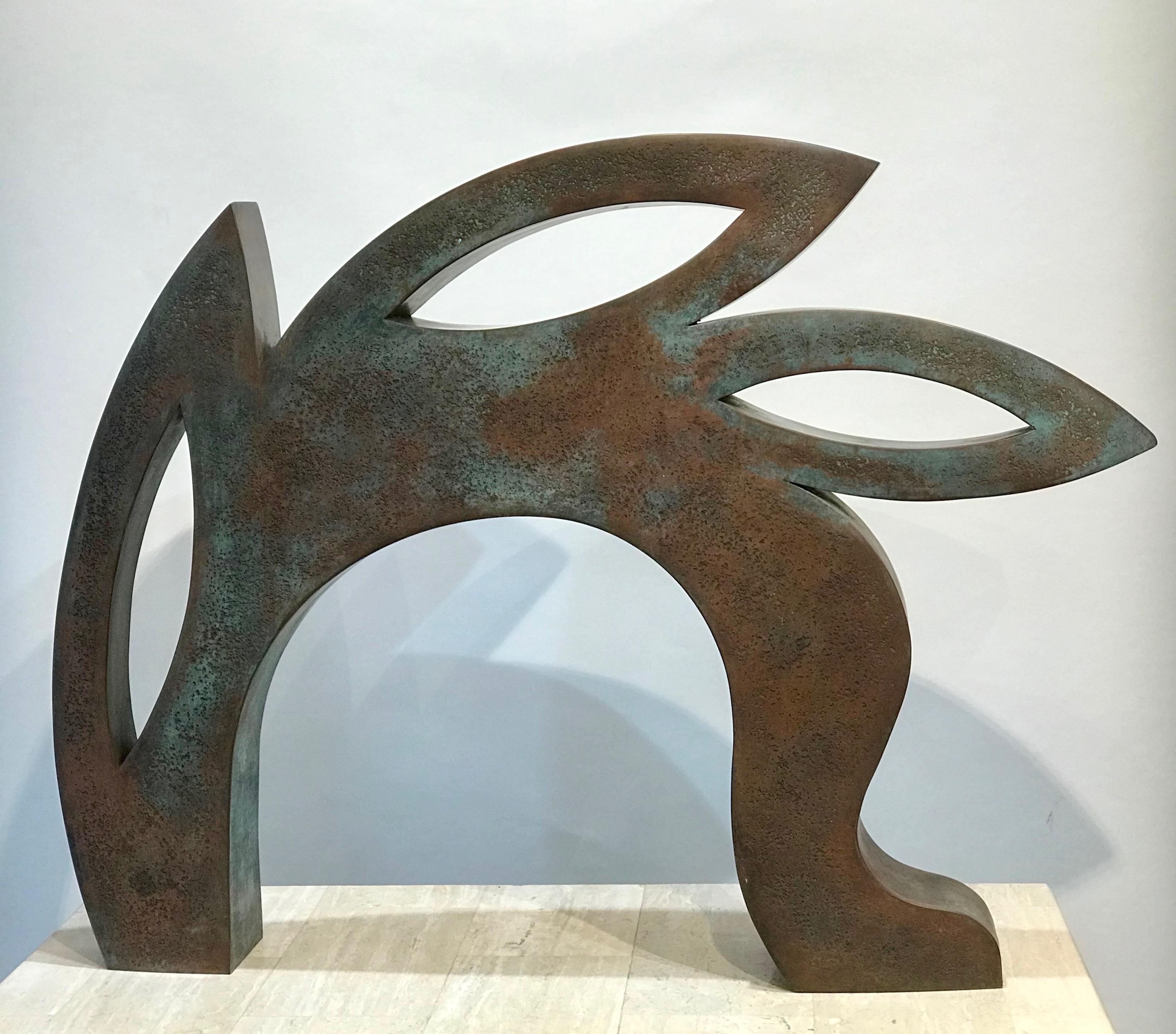 Canto, copper sculpture,red, black, abstract rabbit, Jeffrey Maron, NYC

unique, etched copper alloy with polychrome oxides

Jeffrey Maron's sculptures are unique works, each made directly in metal by him. Constructed from a copper alloy that he