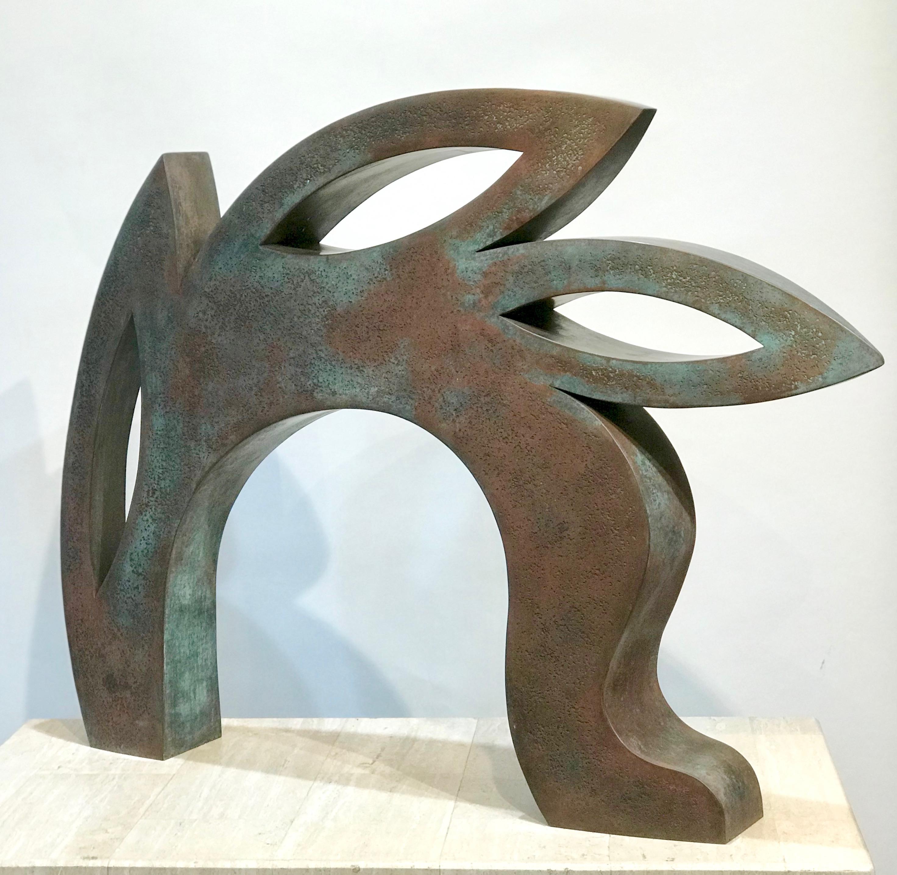 Canto, copper sculpture, red, black, abstract rabbit, Jeffrey Maron, NYC For Sale 1