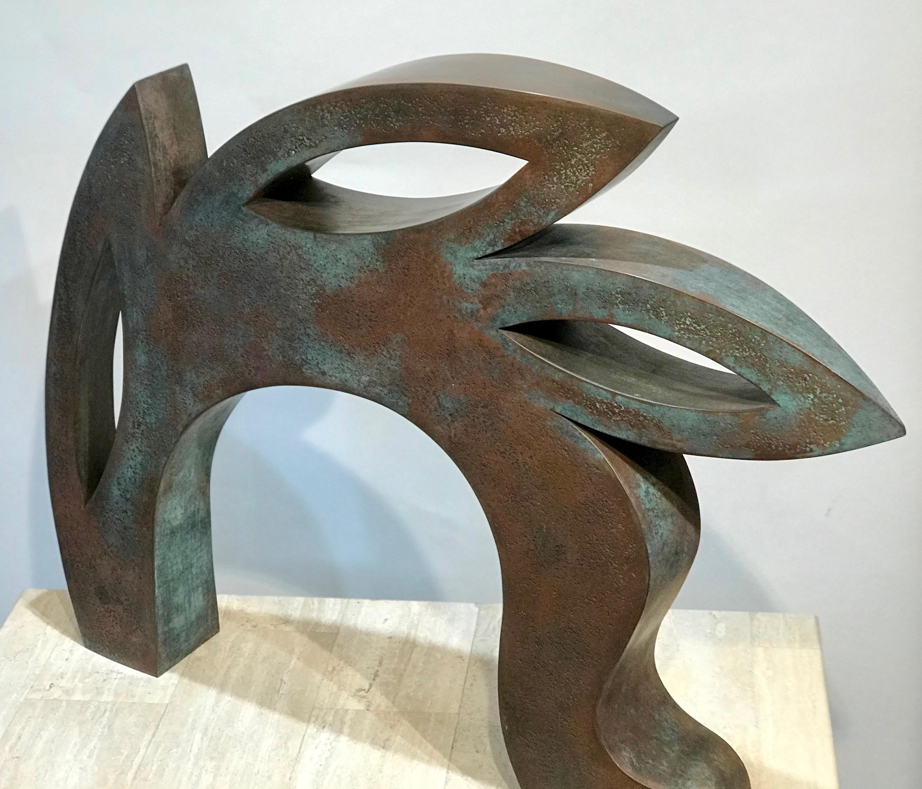 Canto, copper sculpture, red, black, abstract rabbit, Jeffrey Maron, NYC For Sale 4