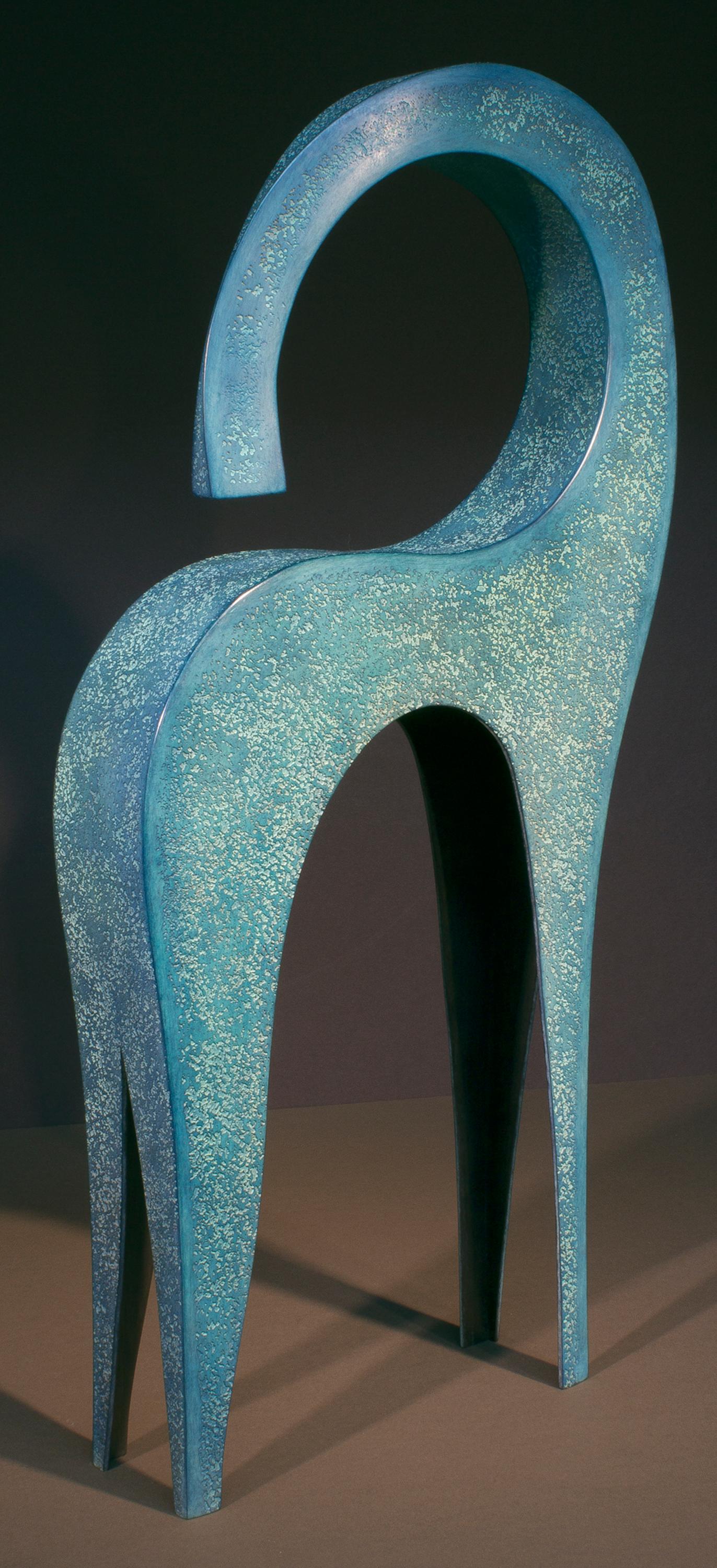Dansa, abstract sculpture, blue patina, copper, unique, figurative, textured - Sculpture by Jeffrey Maron