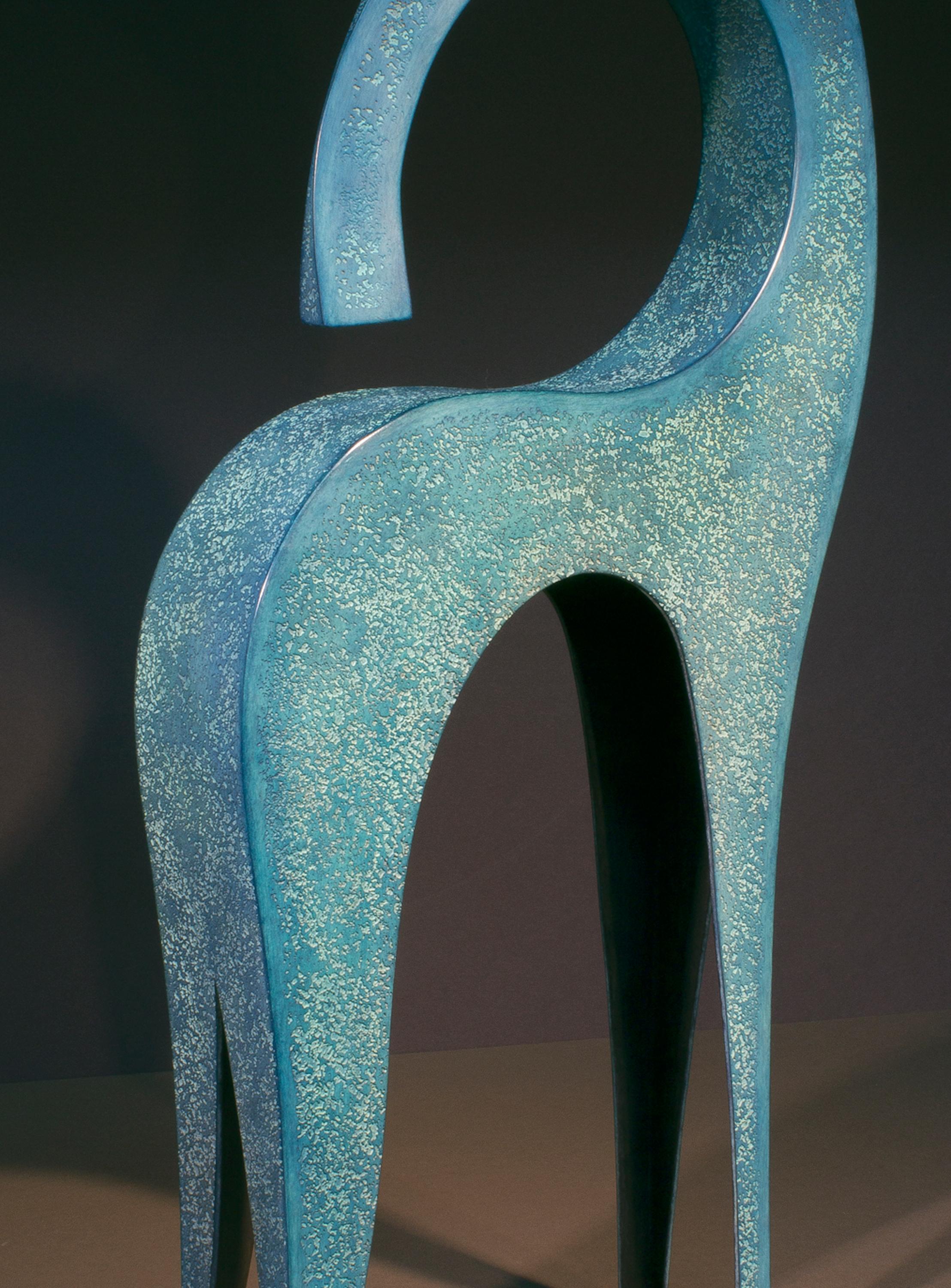Dansa, abstract sculpture, blue patina, copper, unique, figurative, textured - Contemporary Sculpture by Jeffrey Maron