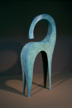 Dansa, abstract sculpture, blue patina, copper, unique, figurative, textured