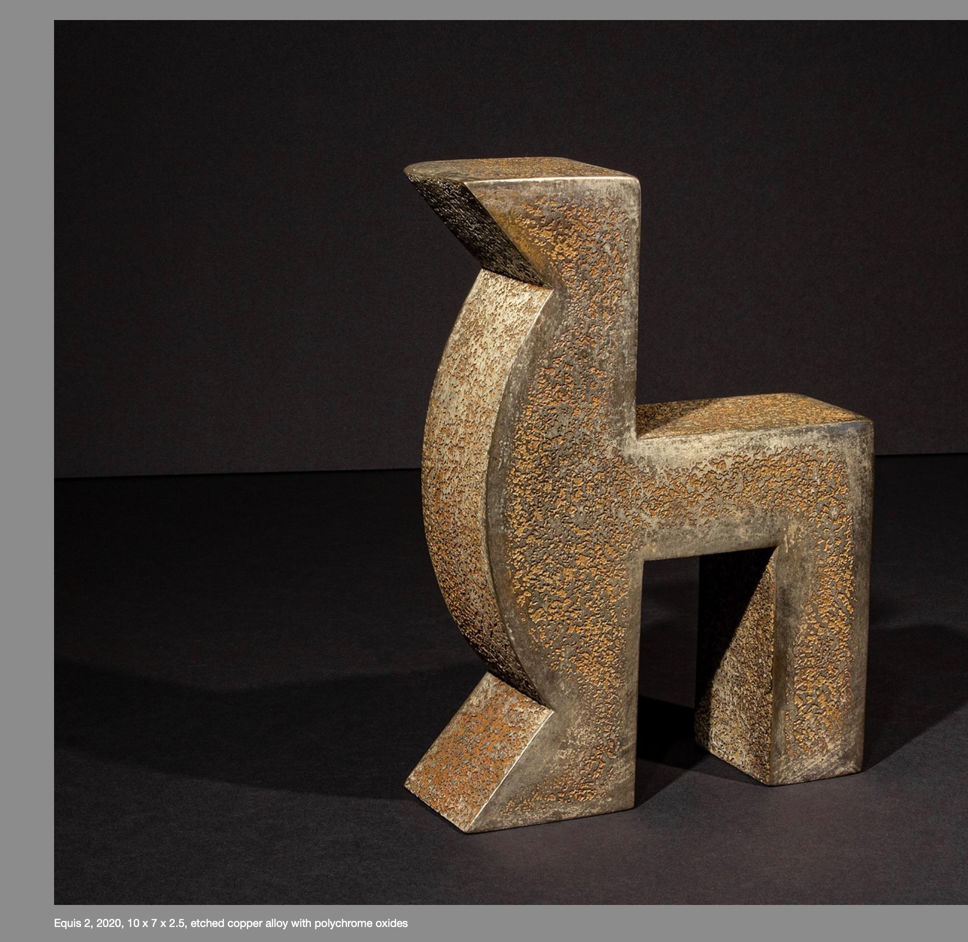 Equis 2, escultura, de Jeffrey Maron, contemporánea, con textura, marrón, caballo en venta 2