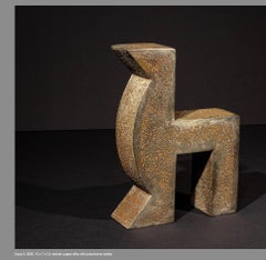 Equis 2, scultura di Jeffrey Maron, contemporanea, strutturata, marrone, cavallo