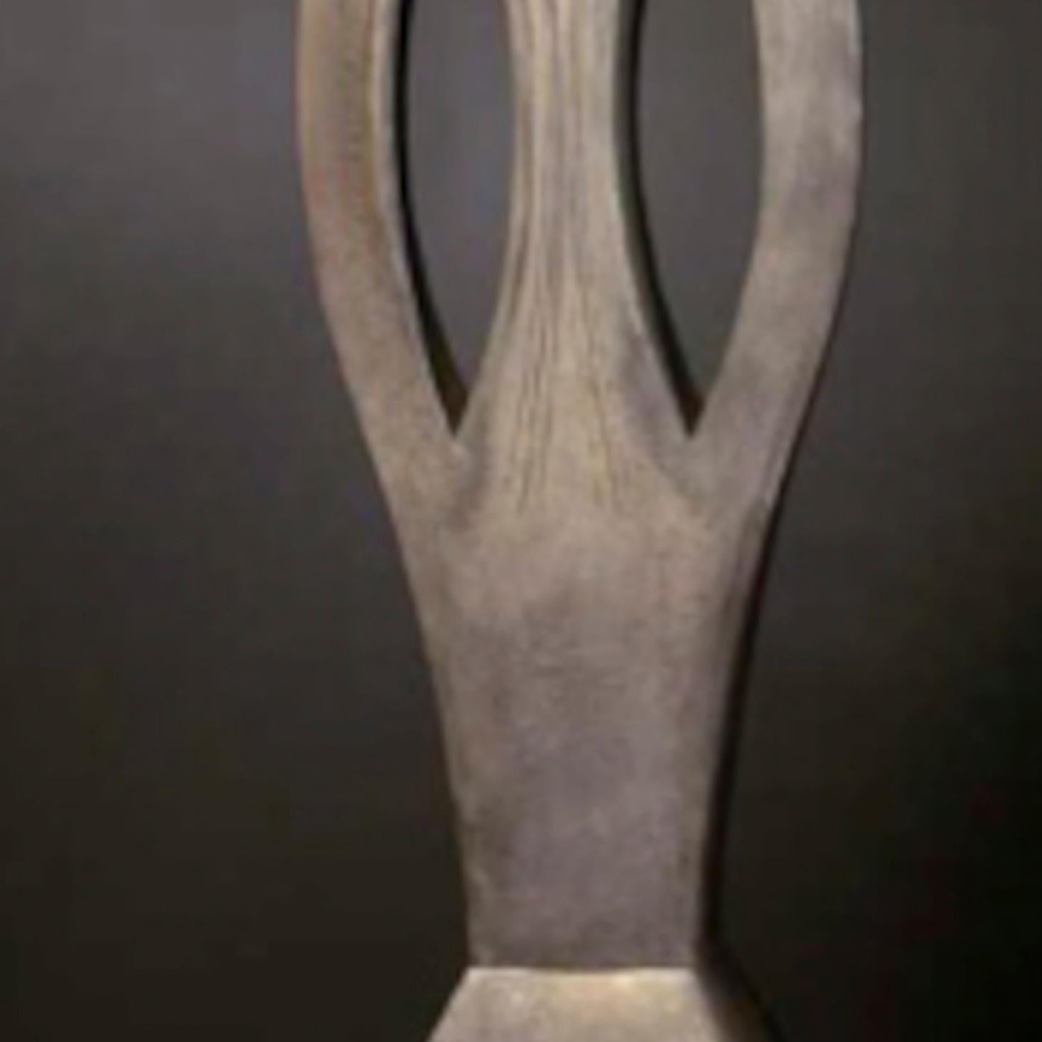 Gaya, copper sculpture, silver, abstract totem, vertical, contemporary art - Sculpture by Jeffrey Maron