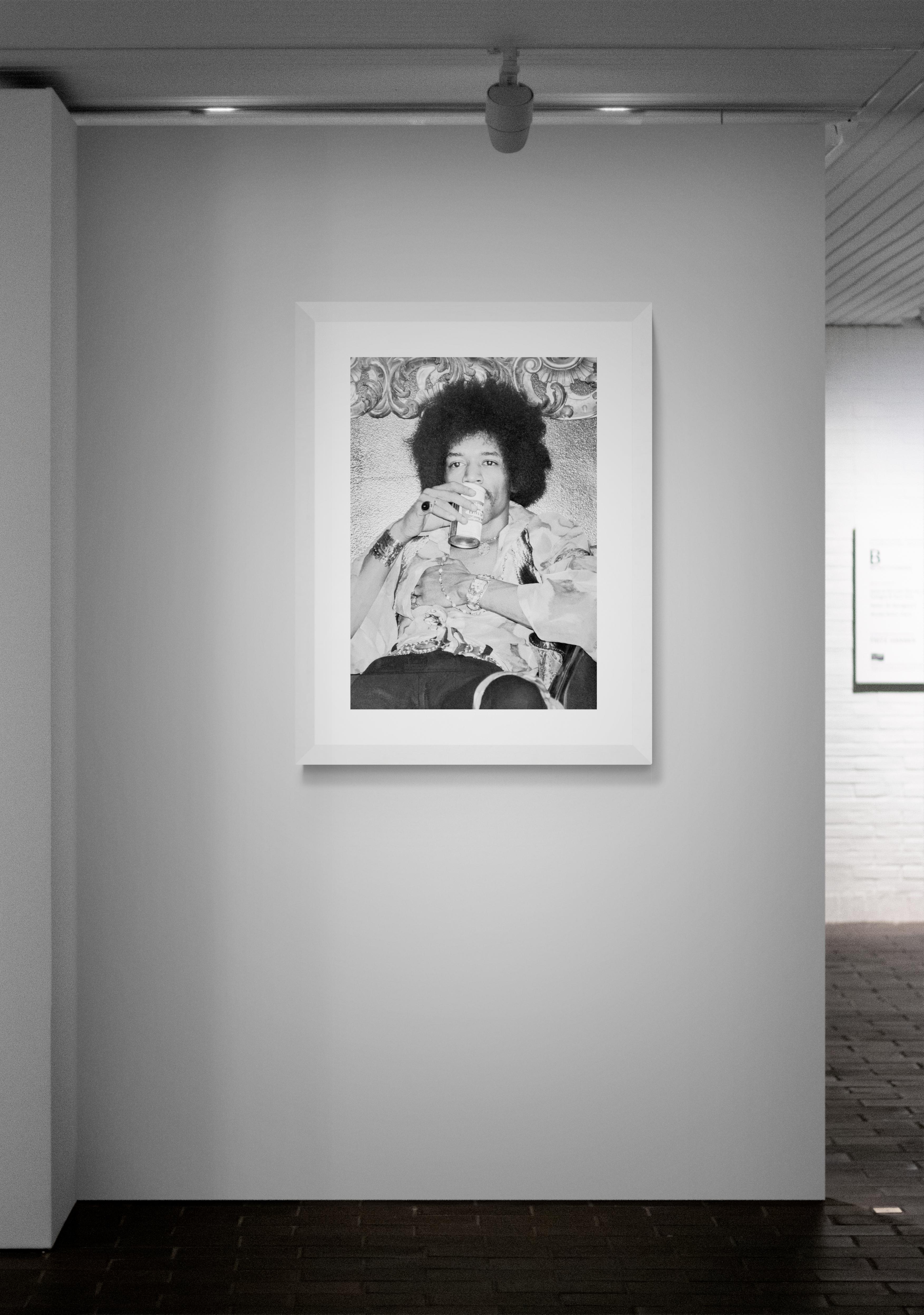 Jimi Hendrix, Portrait, Rock Photography Print by Jeffrey Myer - Gray Black and White Photograph by Jeffrey Mayer