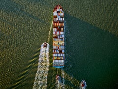 Container Ship and Tugs, Upper Bay, NY, Jeffrey Milstein, Archival Inkjet Print