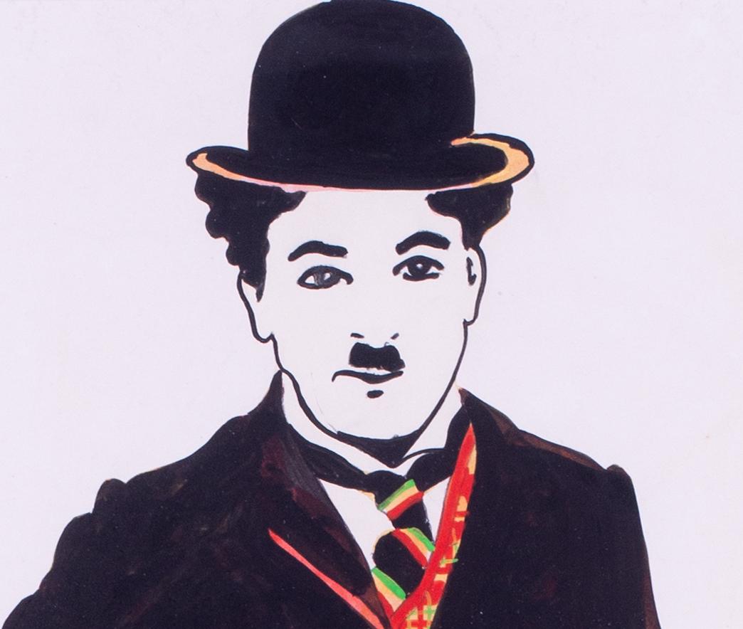 Peinture de Charlie Chaplin par l'artiste gallois Jeffrey Morgan, Popart, années 1960 en vente 1