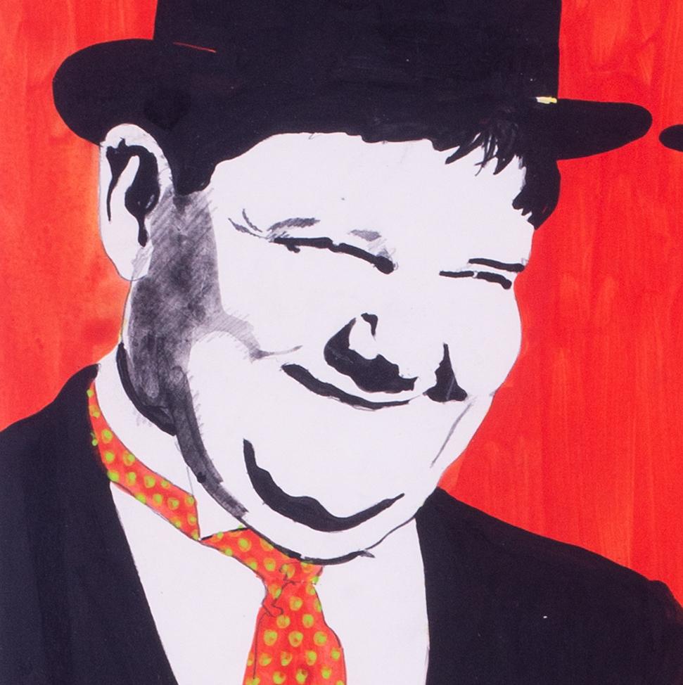 Popart, 1960s painting of Laurel and Hardy by Welsh artist Jeffrey Morgan For Sale 1