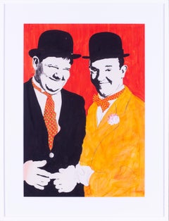 Peinture de Laurel et Hardy par l'artiste gallois Jeffrey Morgan, Popart, années 1960