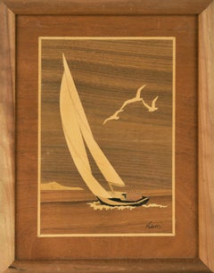 Sailboat Out At Sea - Landscape Scene by Jeffrey Nelson Hudson Valley Inlay