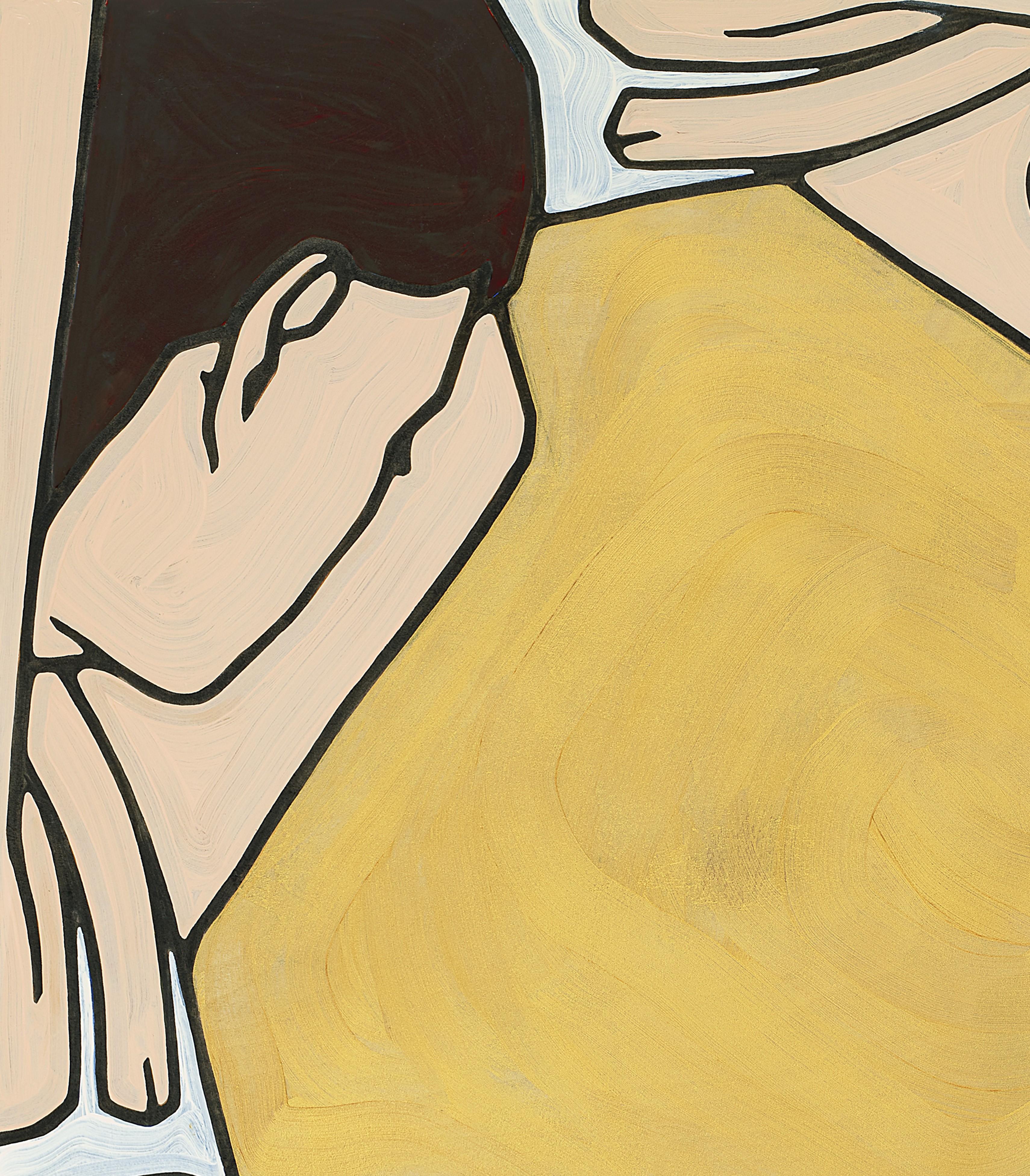 Around Again, Minimalist, Pop Art, painting, Figurative, Female Figure, Circle - Orange Figurative Painting by Jeffrey Palladini
