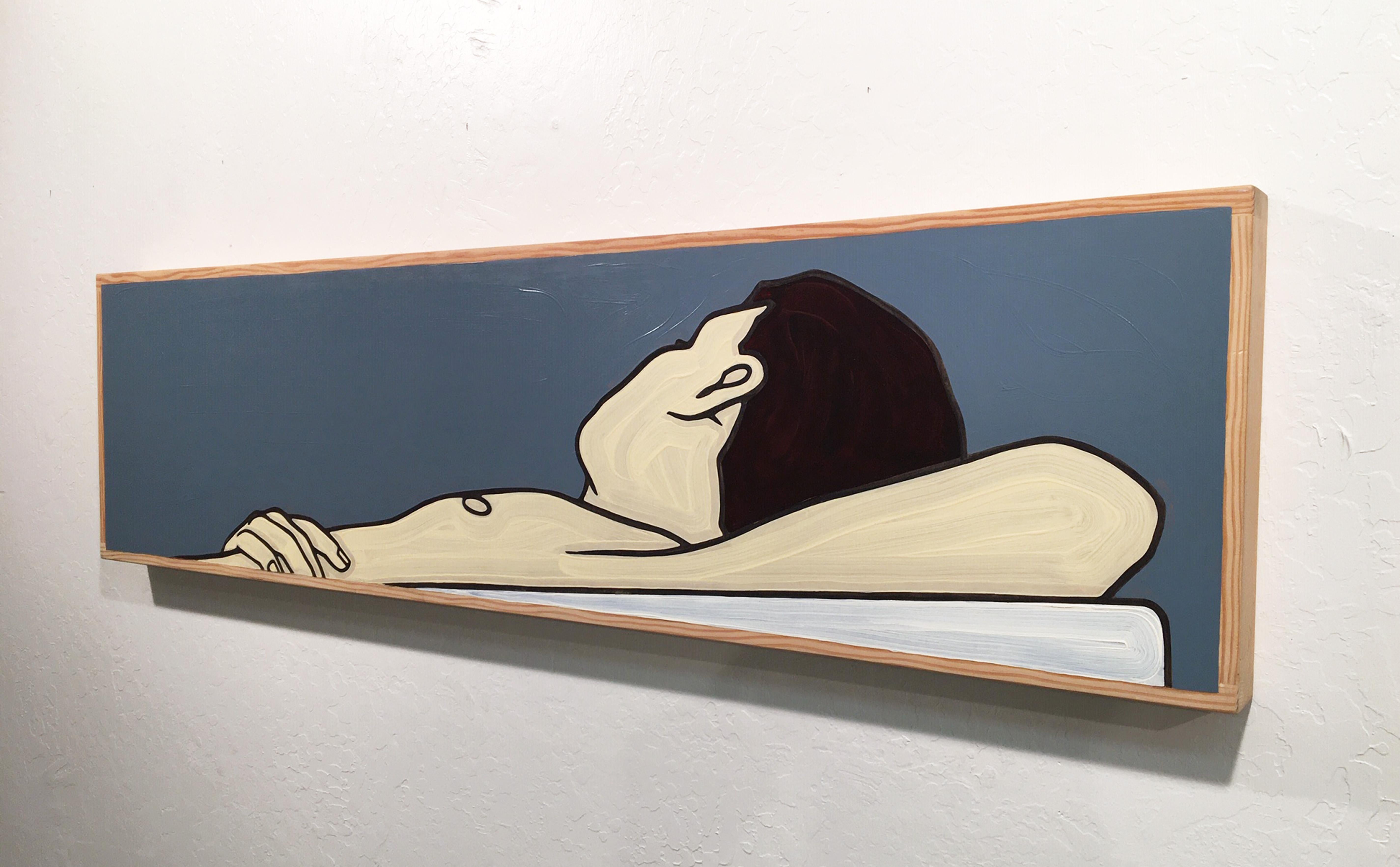 Chaise 19, Minimalista, Pop Art, pintura, Figurativo, Junto a la piscina, Masculino - Painting de Jeffrey Palladini