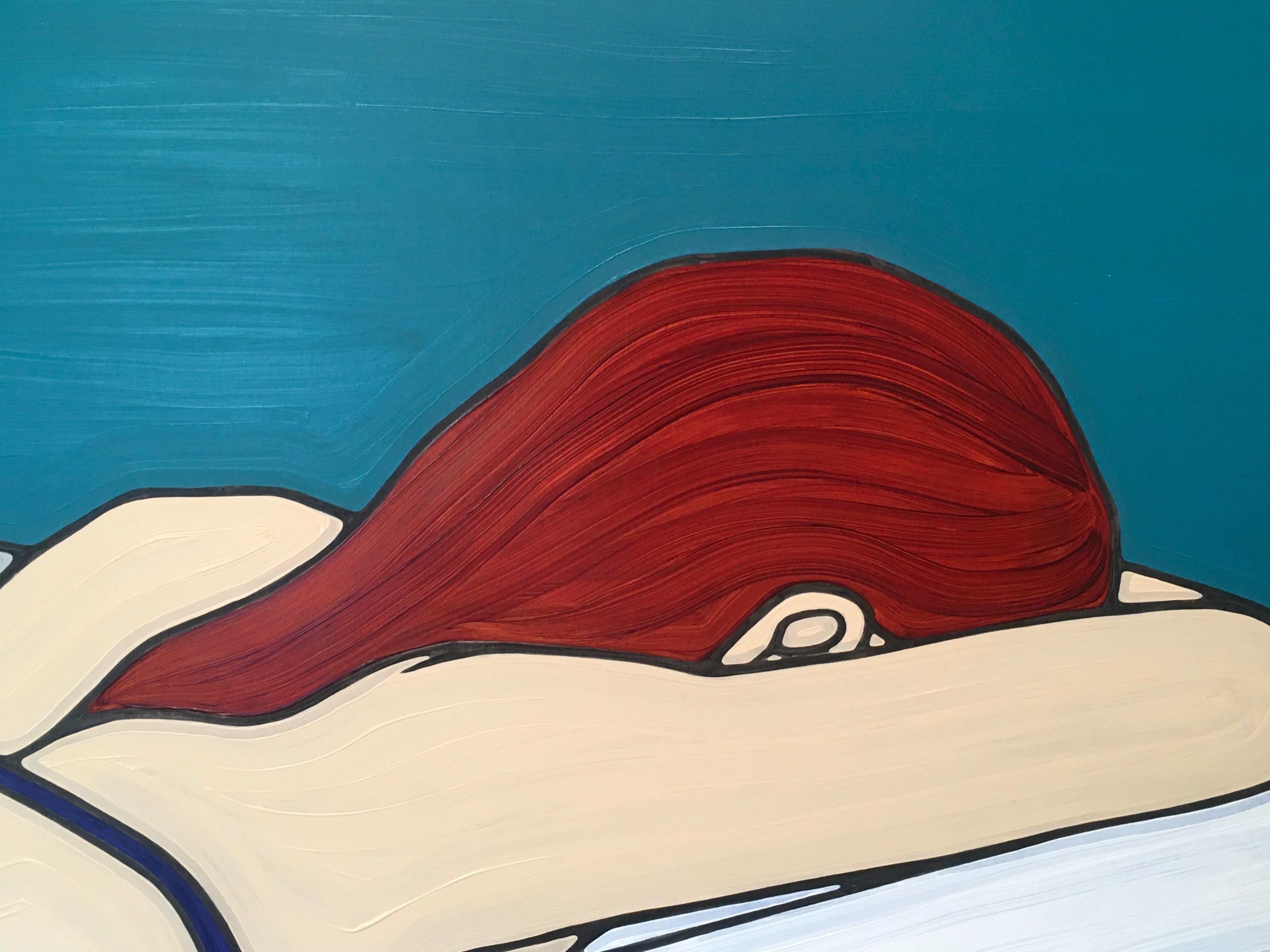 Chaise 31, Minimalistische, Pop-Art, Malerei, figurativ, Pool, weibliche Figur (Zeitgenössisch), Painting, von Jeffrey Palladini