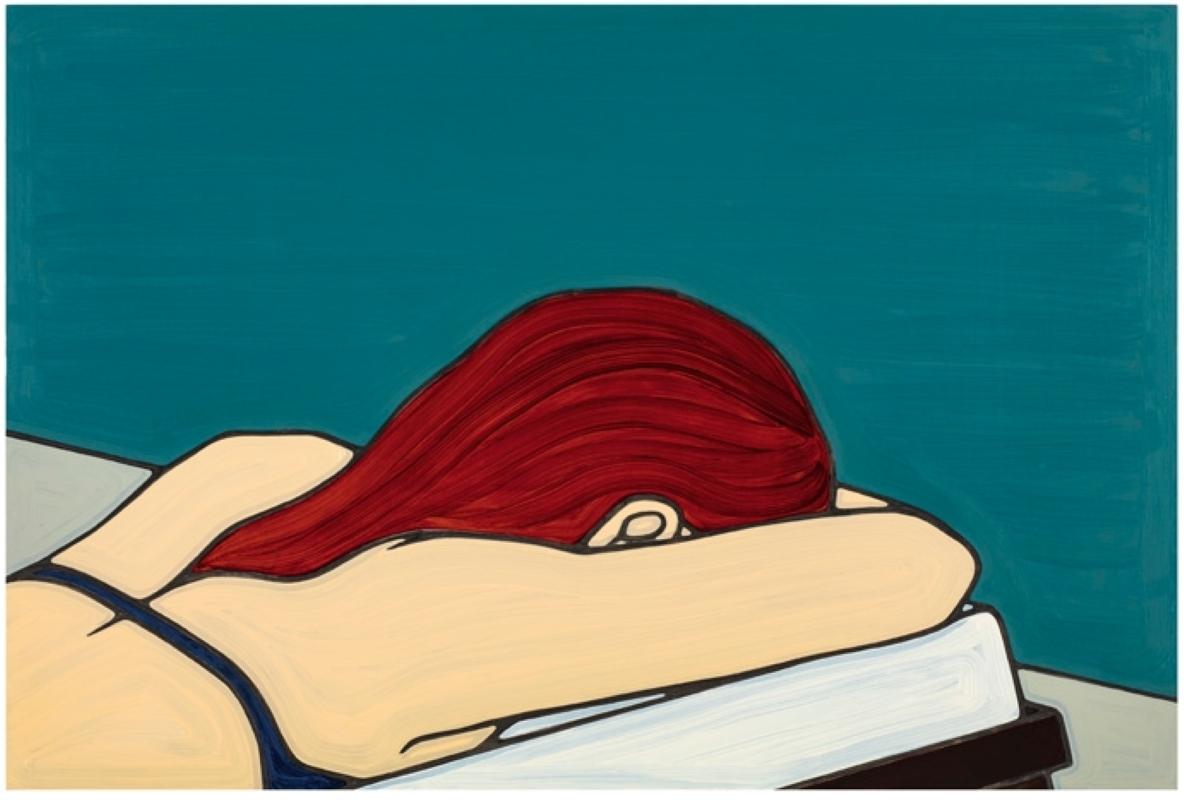 Jeffrey Palladini Figurative Painting - Chaise 31, Minimalist, Pop Art, painting, Figurative, Pool, Female Figure