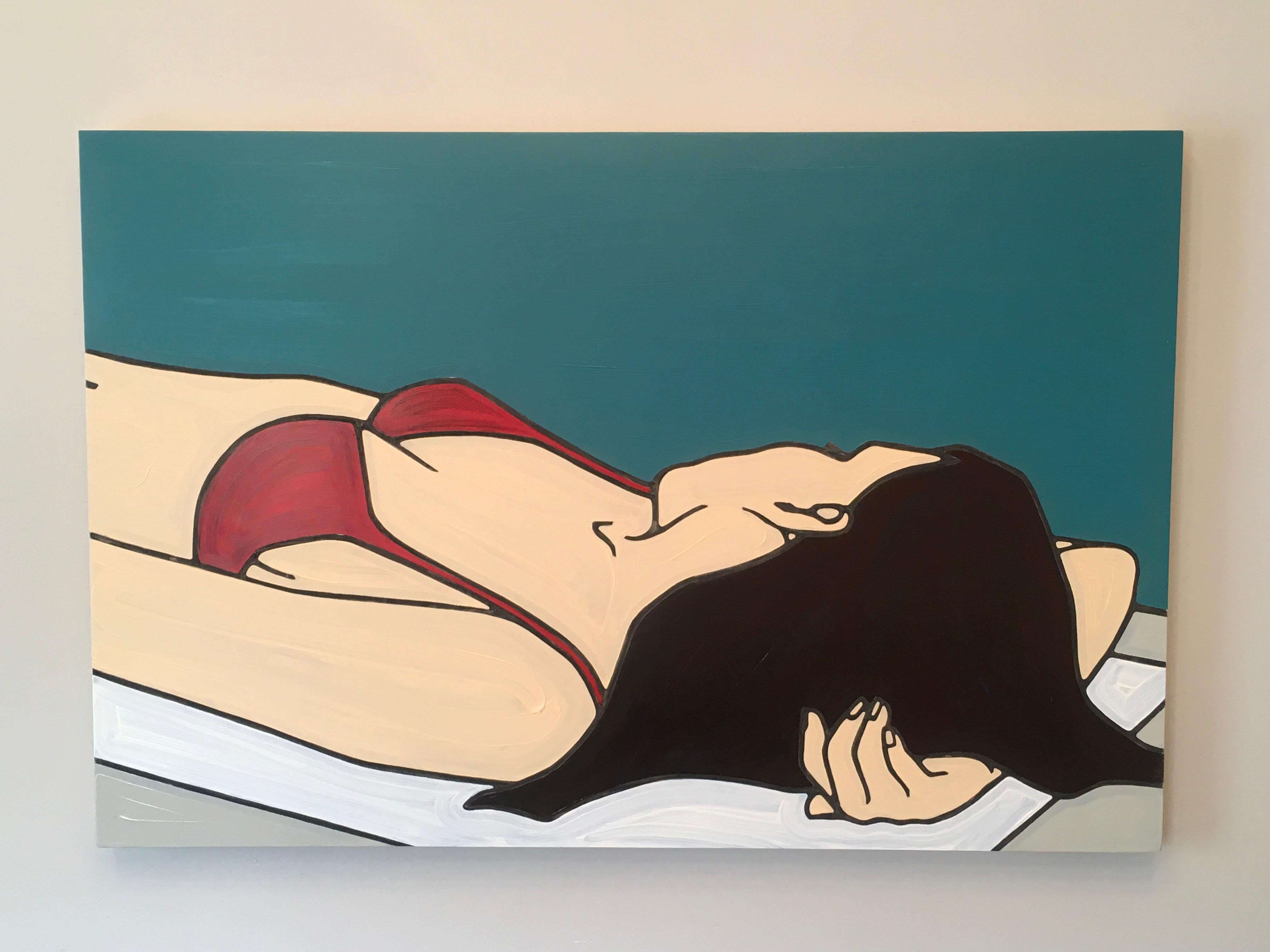 Pool 35, Minimalist, Pop Art, painting, Figurative, Pool, Female Figure - Painting by Jeffrey Palladini