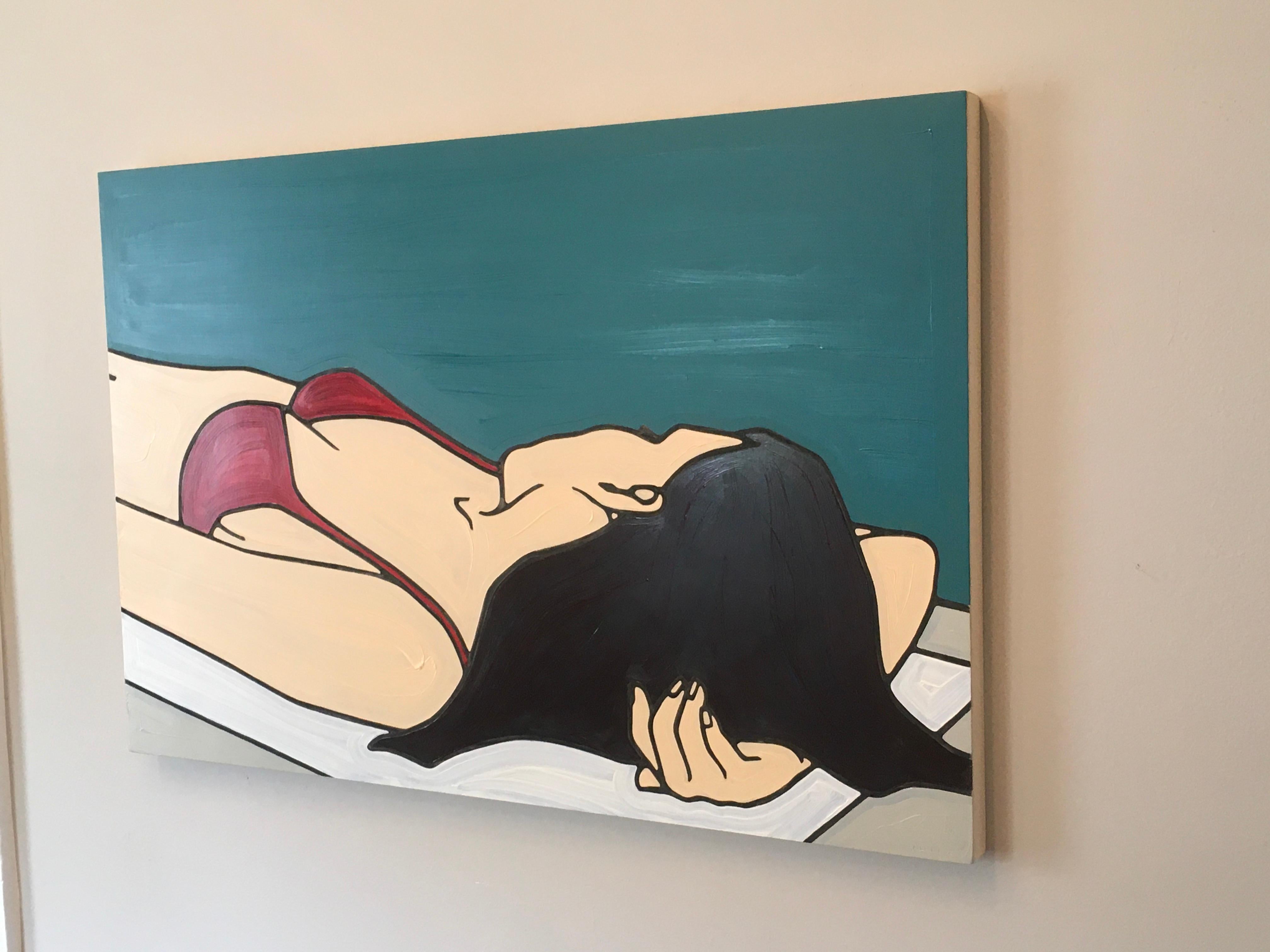 Pool 35, Minimalist, Pop Art, painting, Figurative, Pool, Female Figure - Contemporary Painting by Jeffrey Palladini